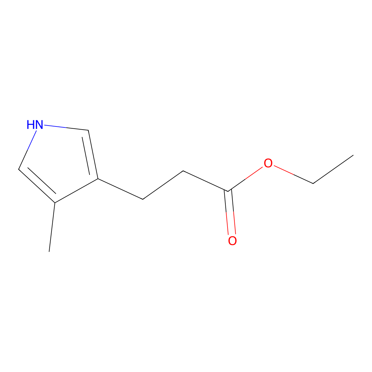 Ethyl 3-(4-methyl-1H-pyrrol-3-yl)propanoate molecular structure, CAS 132281-90-4