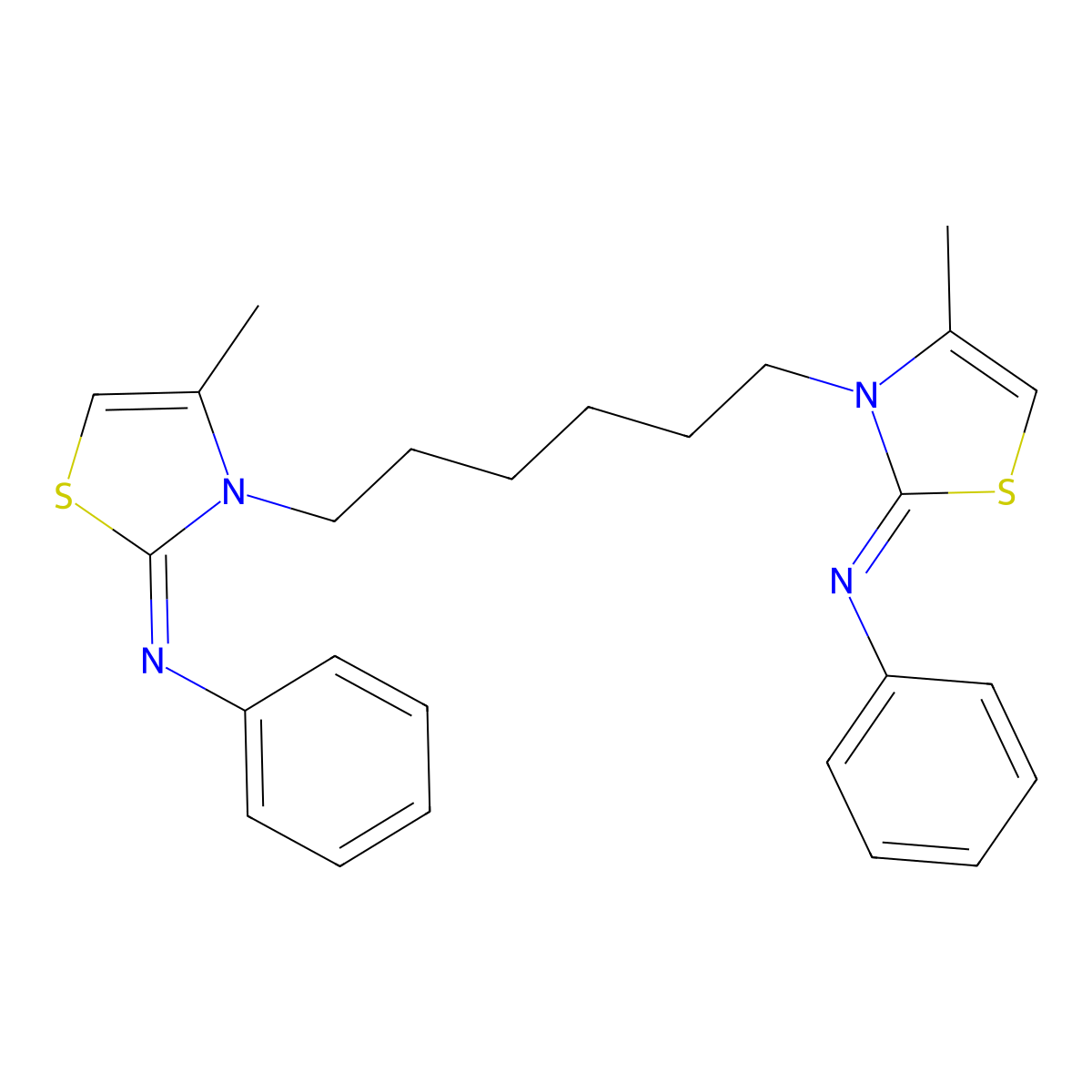 4-methyl-3-[6-(4-methyl-2-phenylimino-1,3-thiazol-3-yl)hexyl]-N-phenyl-1,3-thiazol-2-imine molecular structure, CAS 1322879-47-9