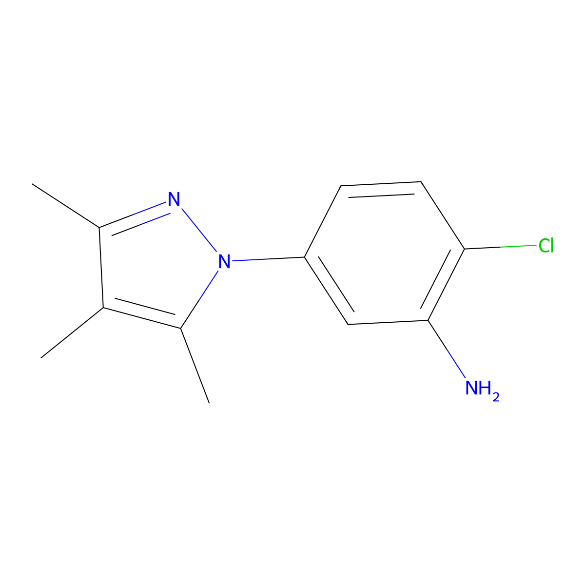 2-chloro-5-(3,4,5-trimethyl-1H-pyrazol-1-yl)aniline molecular structure, CAS 1322879-75-3