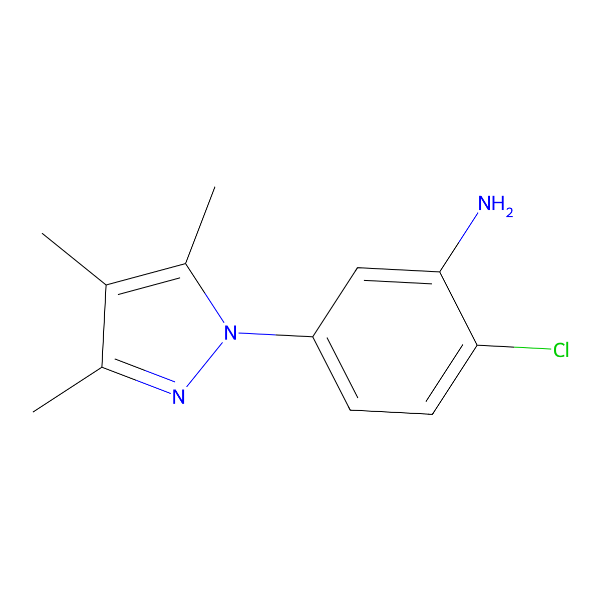 2-chloro-5-(3,4,5-trimethyl-1H-pyrazol-1-yl)aniline molecular structure, CAS 1322879-75-3