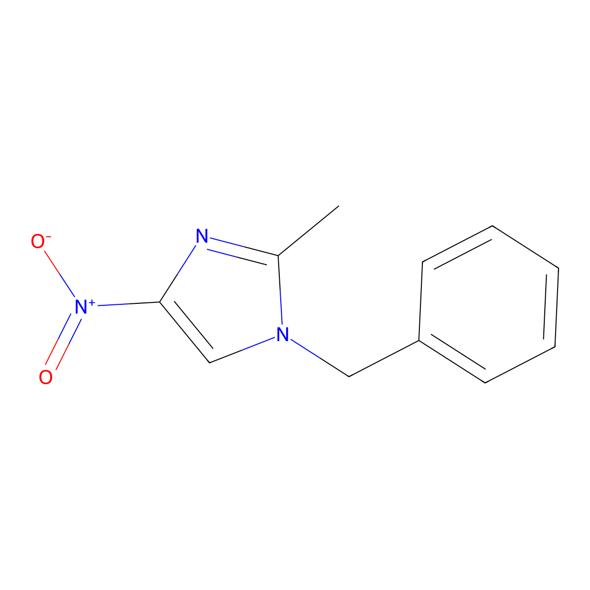 1-Benzyl-2-methyl-4-nitro-1H-imidazole molecular structure, CAS 13230-06-3