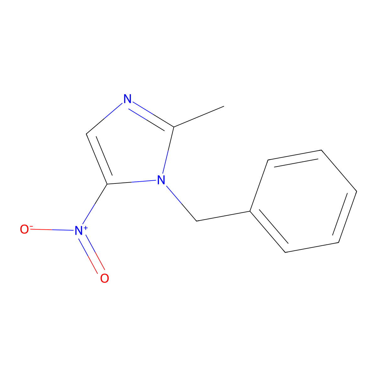 1-Benzyl-2-methyl-5-nitro-1H-imidazole molecular structure, CAS 13230-44-9