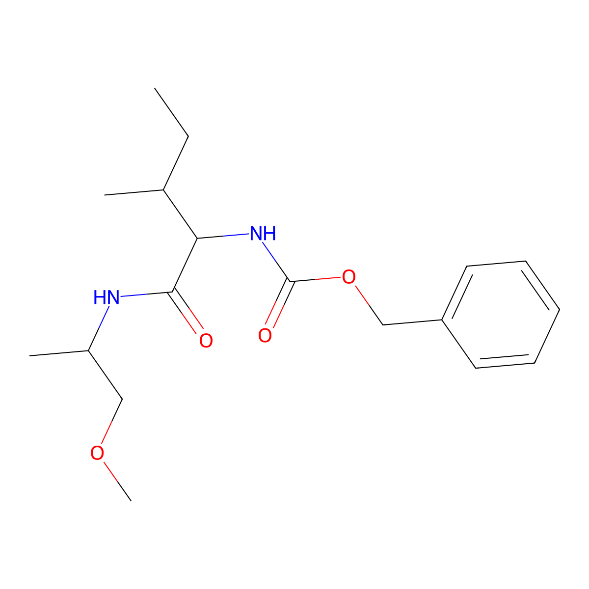 Carbamic acid, N-[1-[[(2-methoxy-1-methylethyl)amino]carbonyl]-2-methylbutyl]-, phenylmethyl ester molecular structure, CAS 1323010-51-0