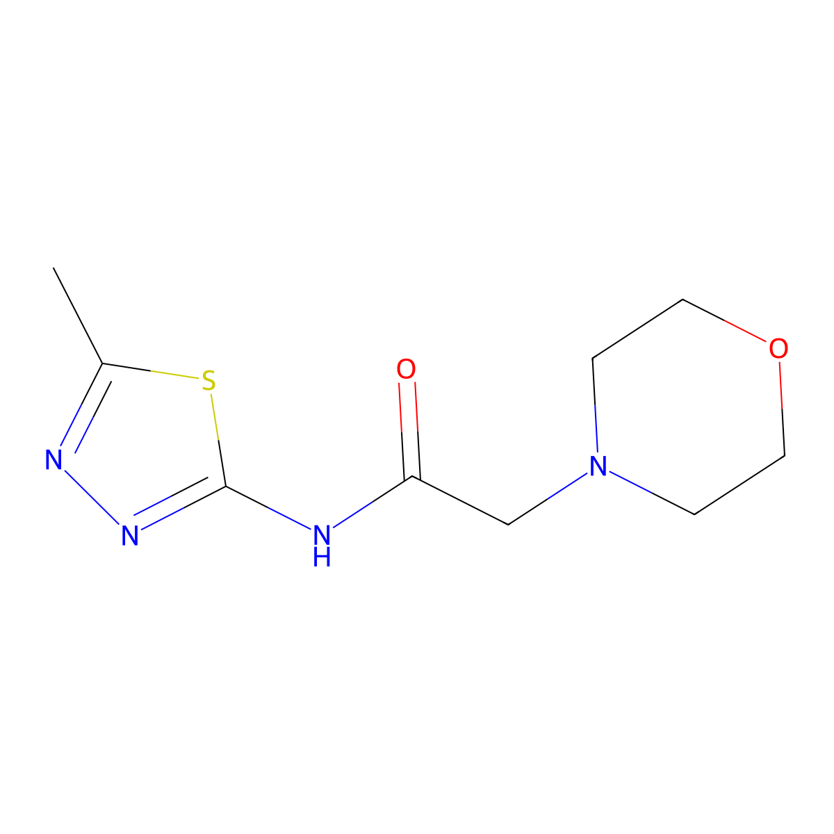 4-Morpholineacetamide, N-(5-methyl-1,3,4-thiadiazol-2-yl)- molecular structure, CAS 132304-36-0