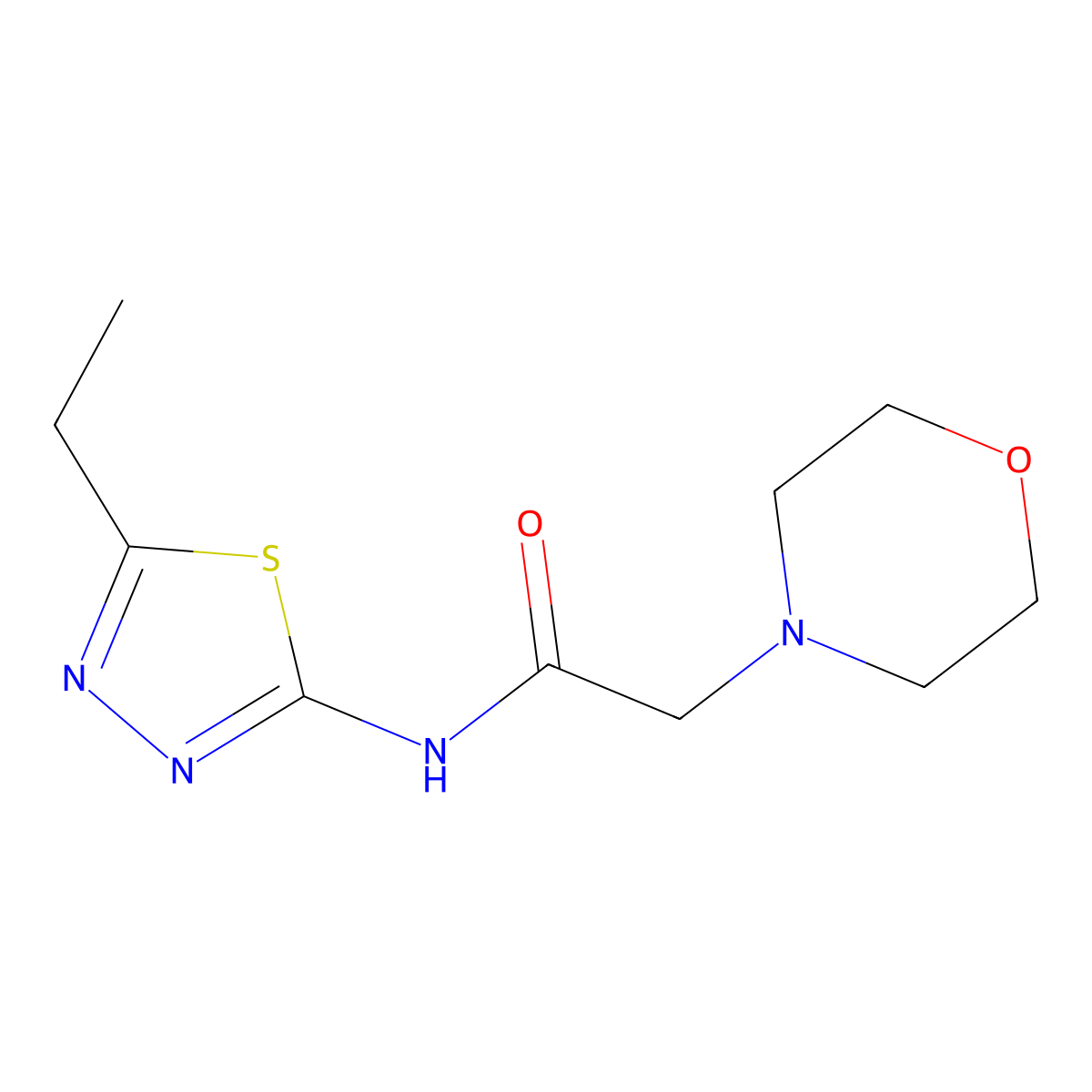 4-Morpholineacetamide, N-(5-ethyl-1,3,4-thiadiazol-2-yl)- molecular structure, CAS 132304-37-1