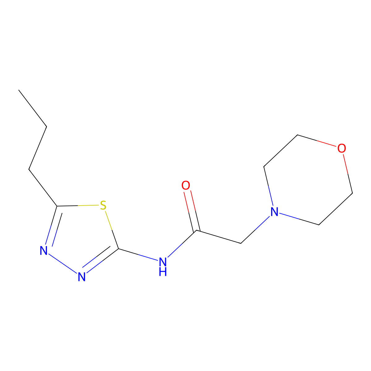 4-Morpholineacetamide, N-(5-propyl-1,3,4-thiadiazol-2-yl)- molecular structure, CAS 132304-38-2