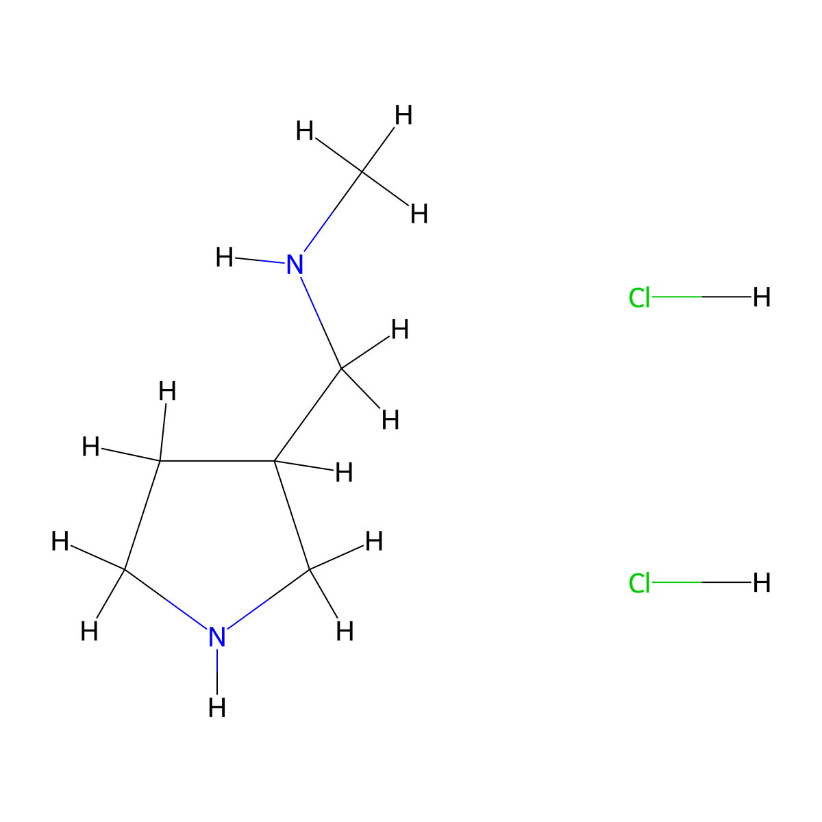 N-methyl-1-pyrrolidin-3-yl-methanamine;dihydrochloride molecular structure, CAS 132306-06-0