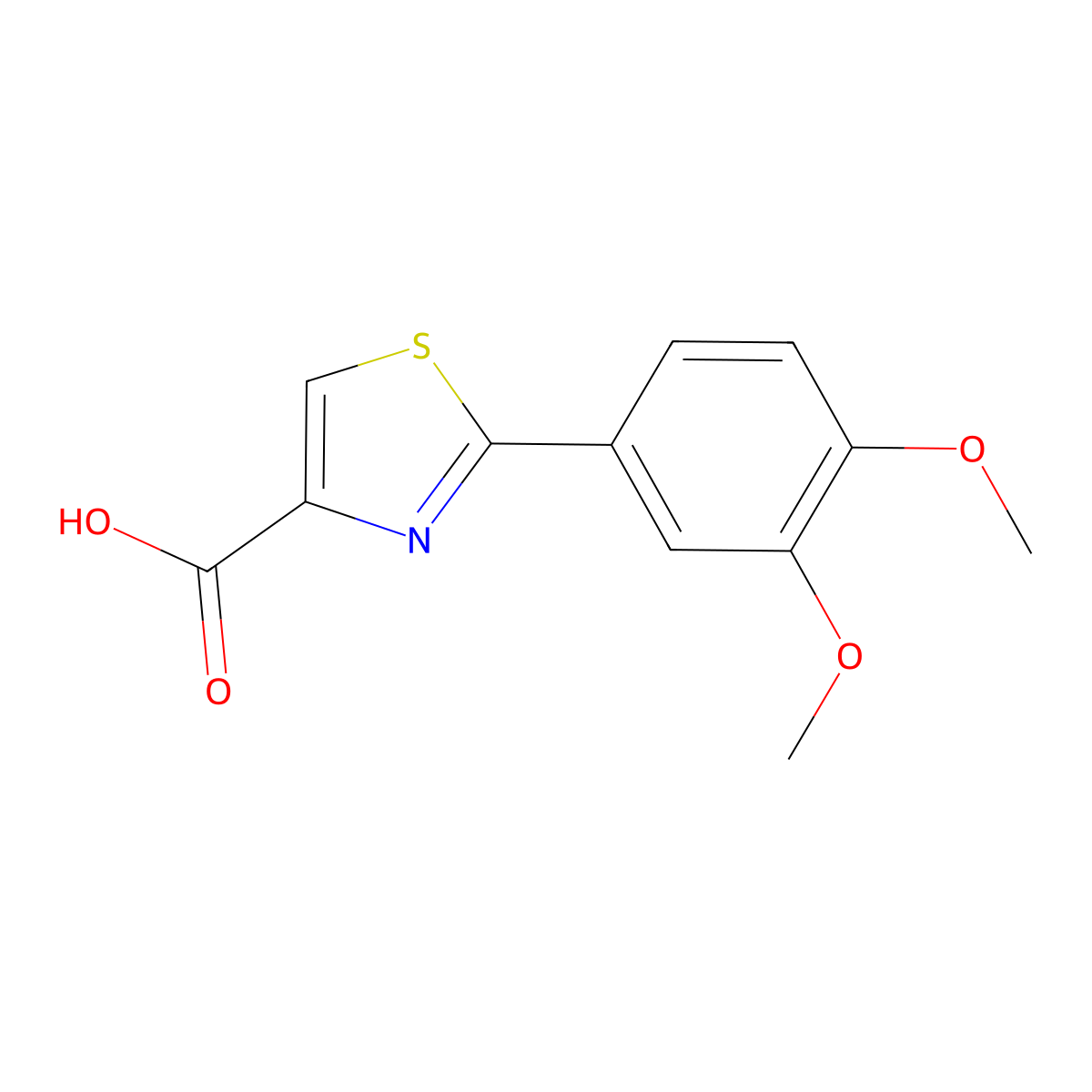 2-(3,4-dimethoxyphenyl)-1,3-thiazole-4-carboxylic Acid molecular structure, CAS 132307-22-3