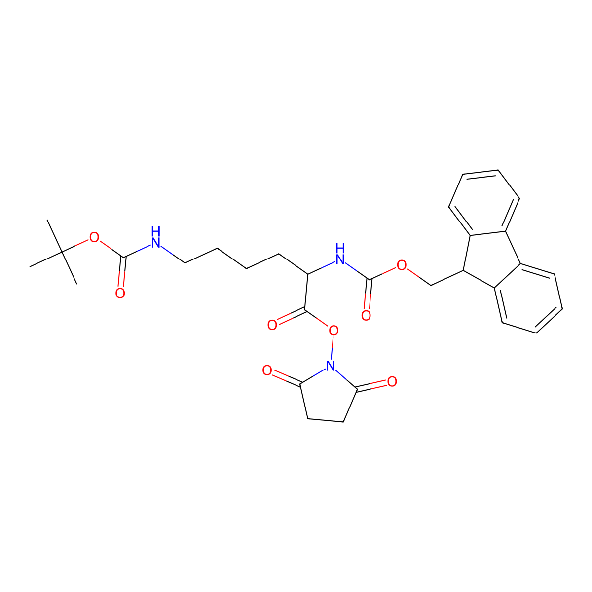 N6-((1,1-Dimethylethoxy)carbonyl)-N2-((9H-fluoren-9-ylmethoxy)carbonyl)-L-lysine 2,5-dioxo-1-pyrrolidinyl ester molecular structure, CAS 132307-50-7