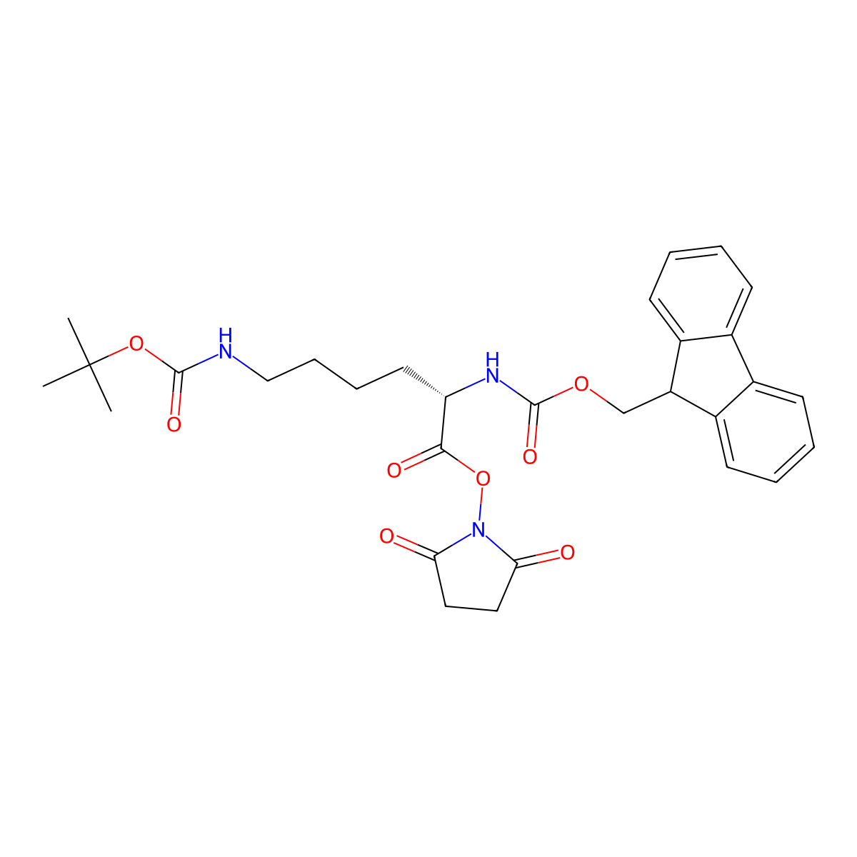 N6-((1,1-Dimethylethoxy)carbonyl)-N2-((9H-fluoren-9-ylmethoxy)carbonyl)-L-lysine 2,5-dioxo-1-pyrrolidinyl ester molecular structure, CAS 132307-50-7