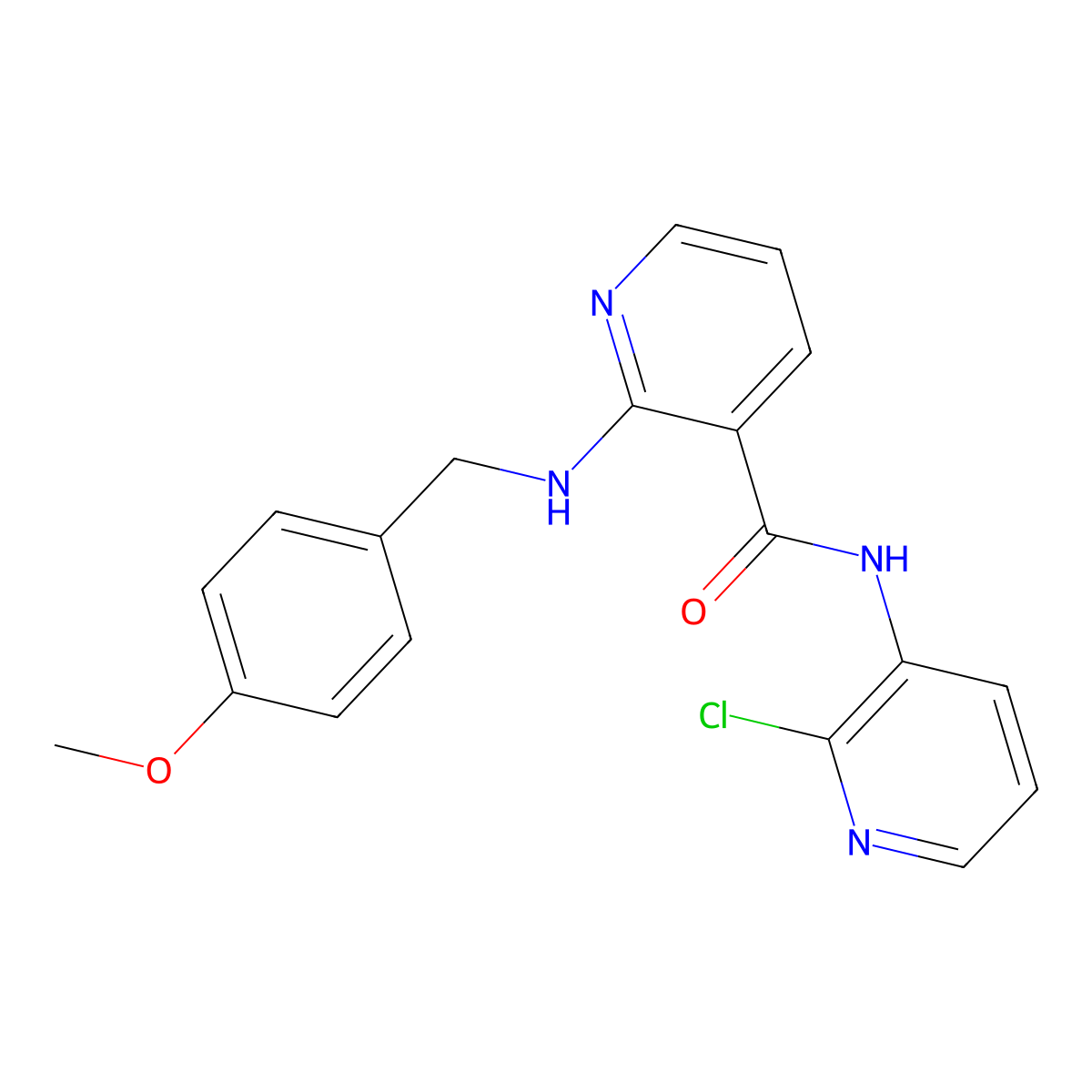 N-(2-chloropyridin-3-yl)-2-[(4-methoxyphenyl)methylamino]pyridine-3-carboxamide molecular structure, CAS 132312-45-9