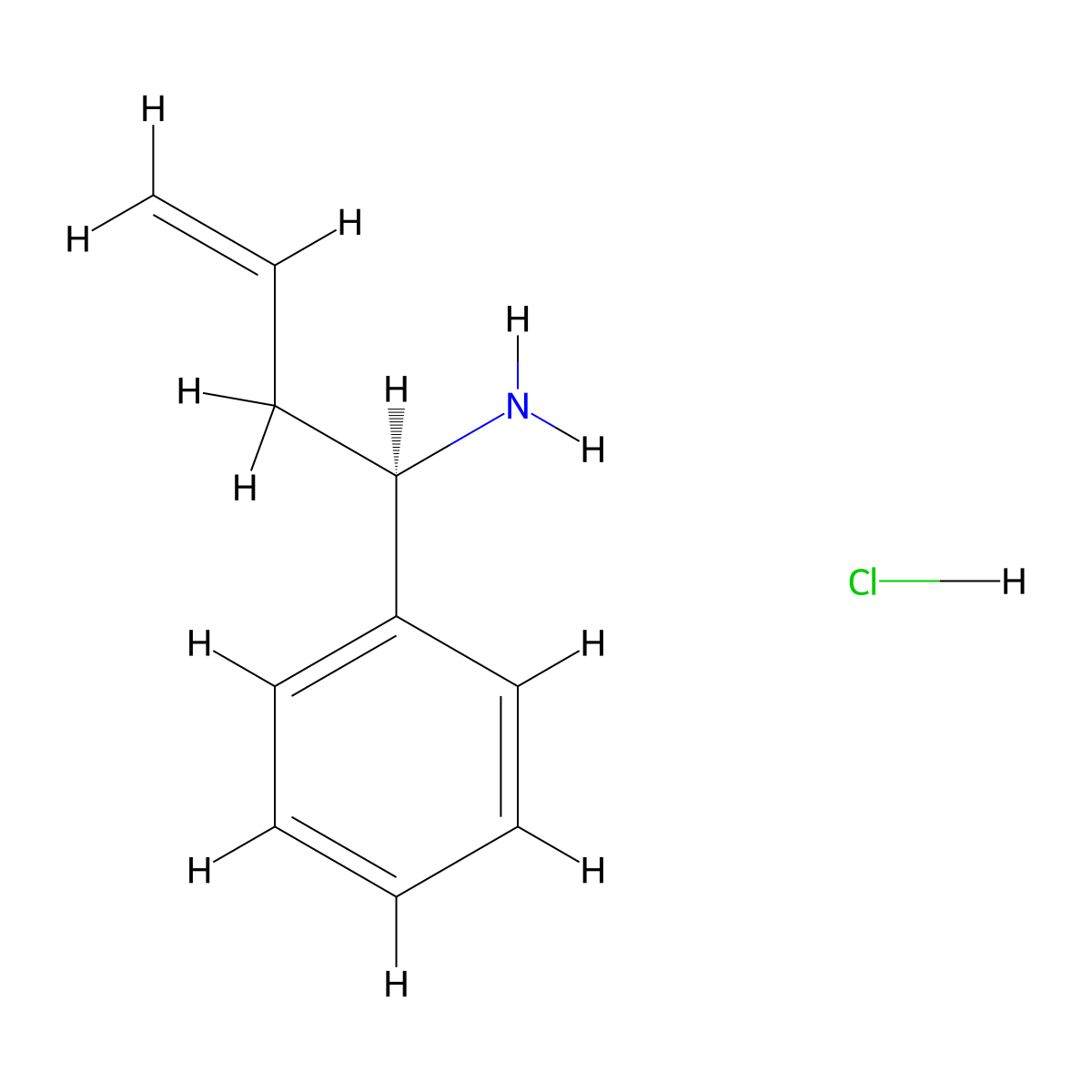 (1R)-1-phenylbut-3-en-1-amine hydrochloride molecular structure, CAS 132312-93-7