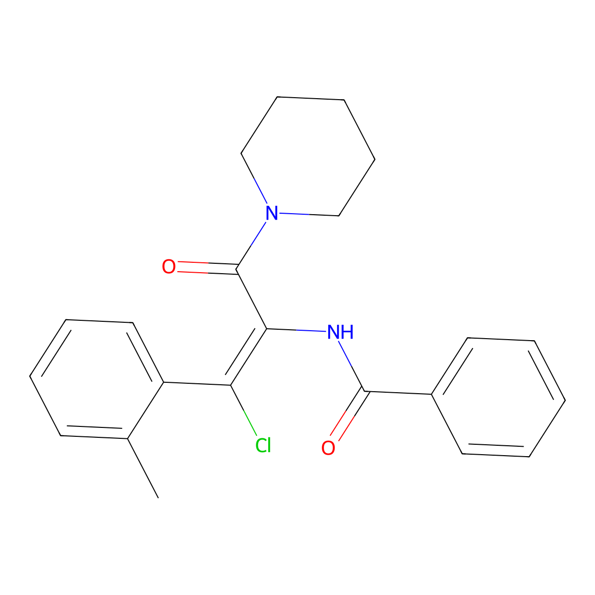 (Z)-N-(1-Chloro-3-oxo-3-(piperidin-1-yl)-1-(o-tolyl)prop-1-en-2-yl)benzamide molecular structure, CAS 1323140-59-5