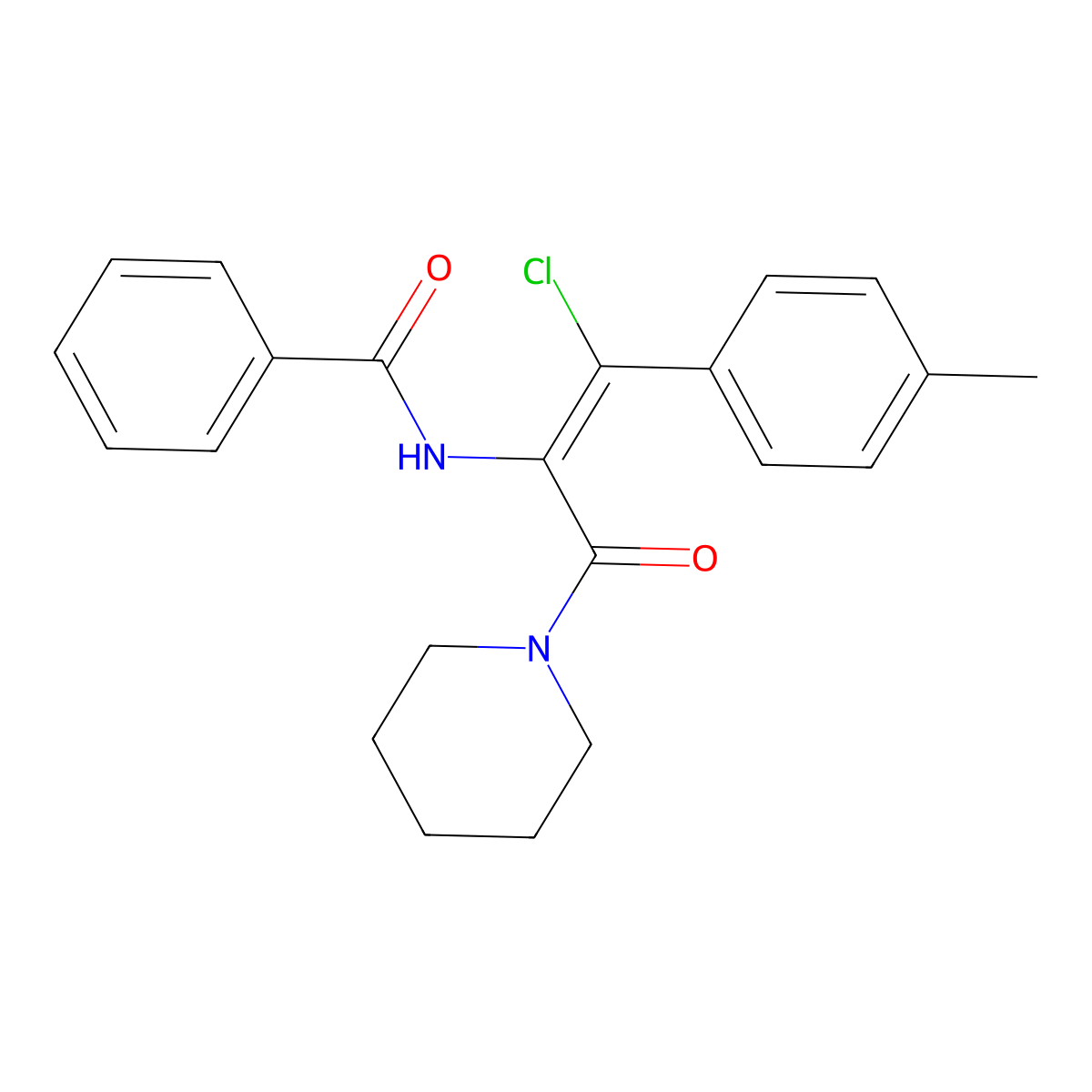 (Z)-N-(1-Chloro-3-oxo-3-(piperidin-1-yl)-1-(p-tolyl)prop-1-en-2-yl)benzamide molecular structure, CAS 1323140-63-1