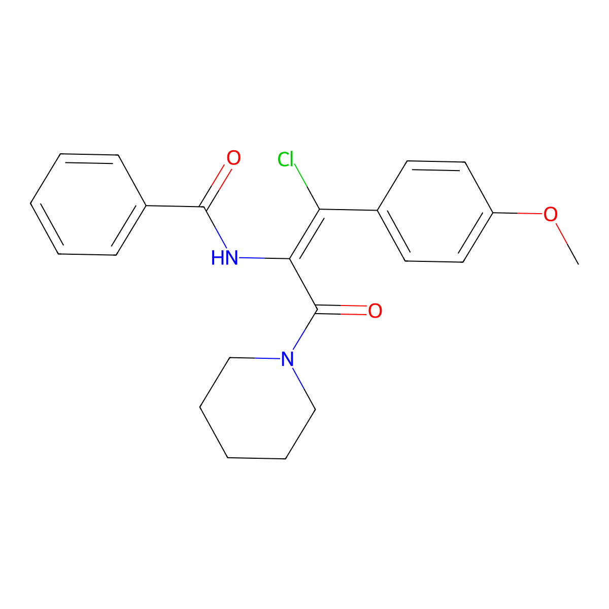 (Z)-N-(1-Chloro-1-(4-methoxyphenyl)-3-oxo-3-(piperidin-1-yl)prop-1-en-2-yl)benzamide molecular structure, CAS 1323140-64-2