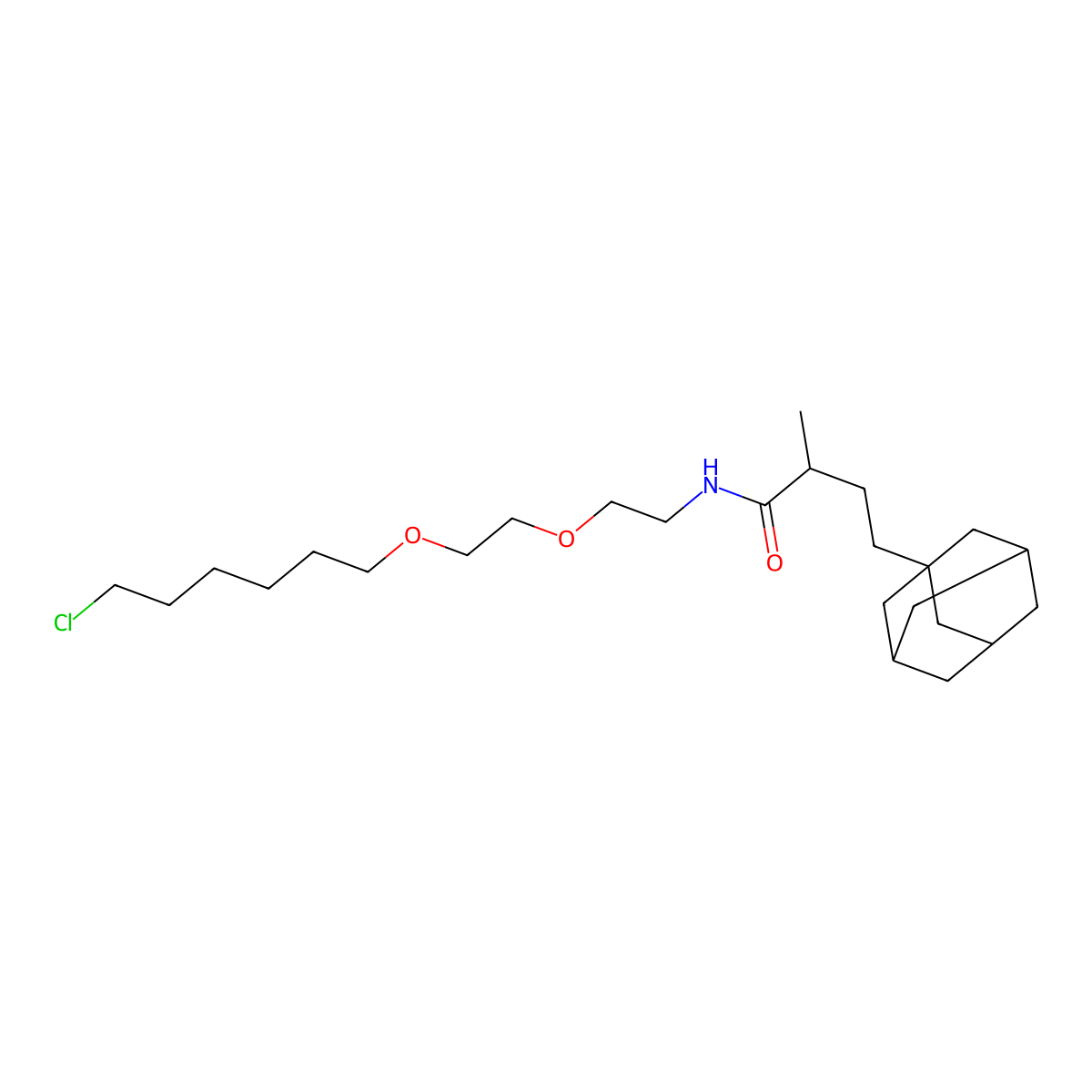 (R)-4-((3R,5R,7R)-Adamantan-1-yl)-N-(2-(2-((6-chlorohexyl)oxy)ethoxy)ethyl)-2-methylbutanamide molecular structure, CAS 1323151-45-6