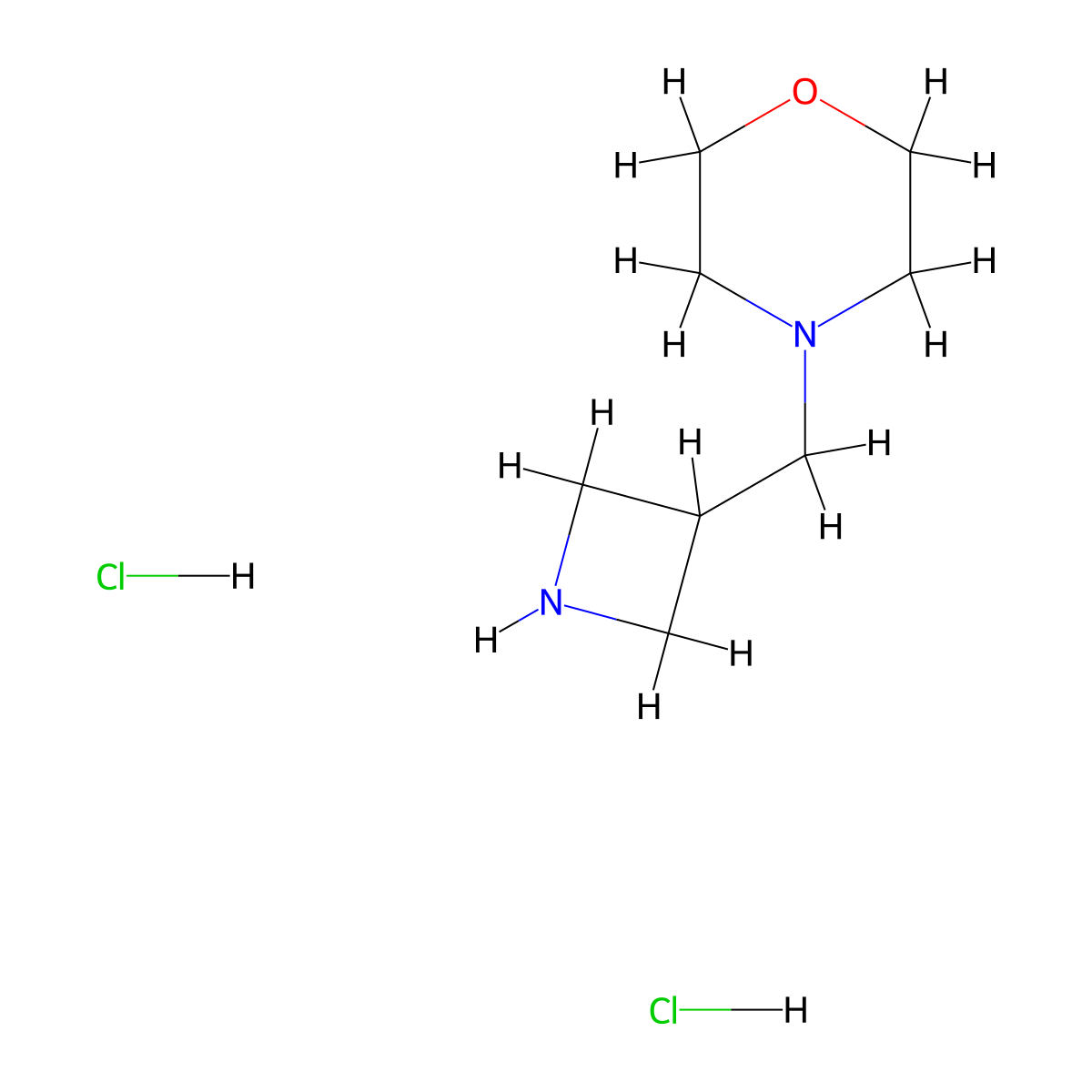 4-[(Azetidin-3-yl)methyl]morpholine dihydrochloride molecular structure, CAS 1323155-31-2