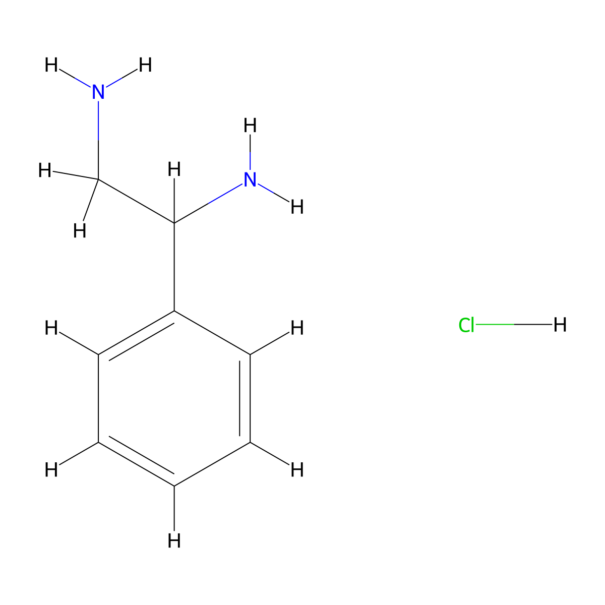 1-Phenylethane-1,2-diamine hydrochloride molecular structure, CAS 132316-54-2
