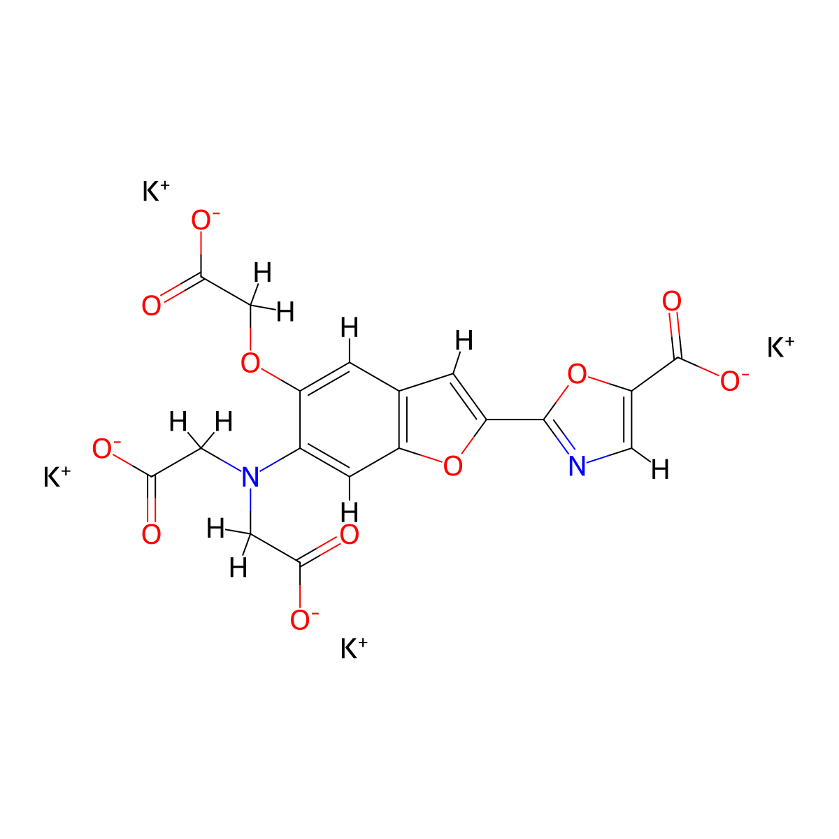 Mag-fura-2 tetrapotassium salt molecular structure, CAS 132319-57-4