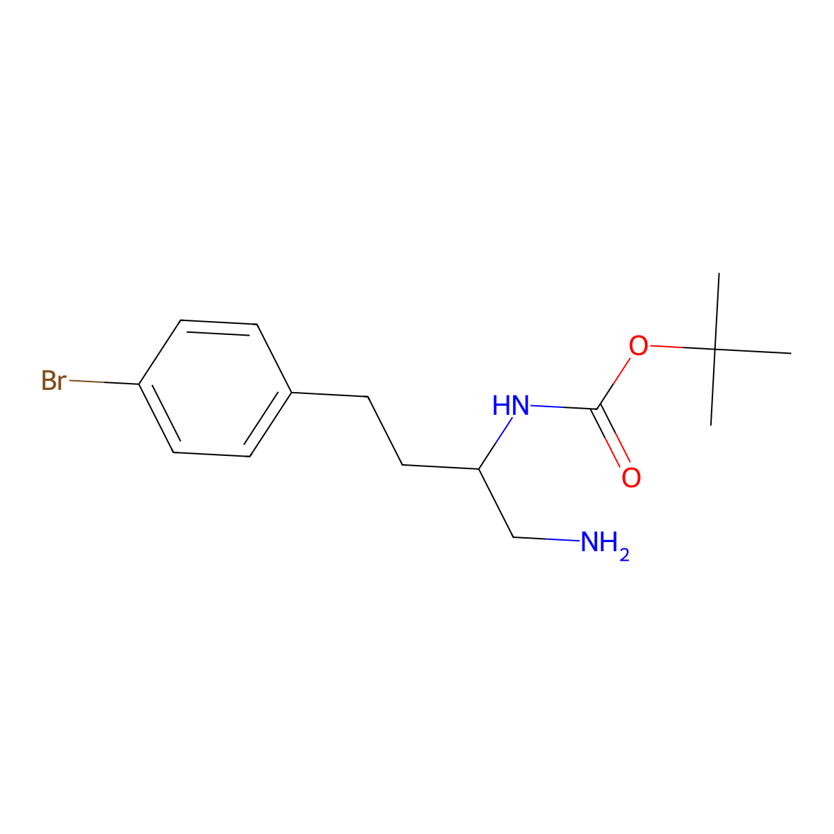 Tert-butyl (1-amino-4-(4-bromophenyl)butan-2-yl)carbamate molecular structure, CAS 1323192-62-6