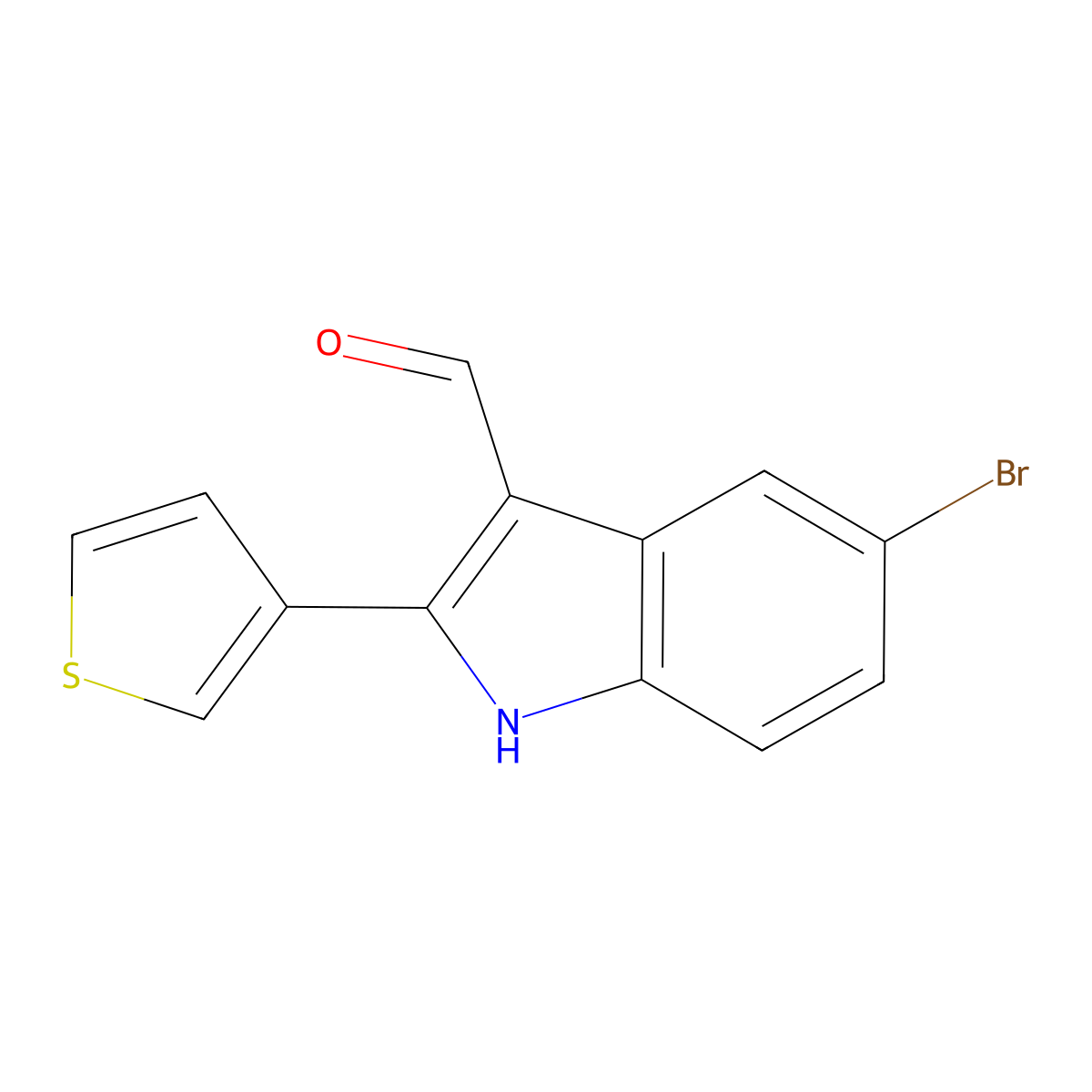 5-Bromo-2-(thiophen-3-yl)-1H-indole-3-carbaldehyde molecular structure, CAS 1323192-66-0