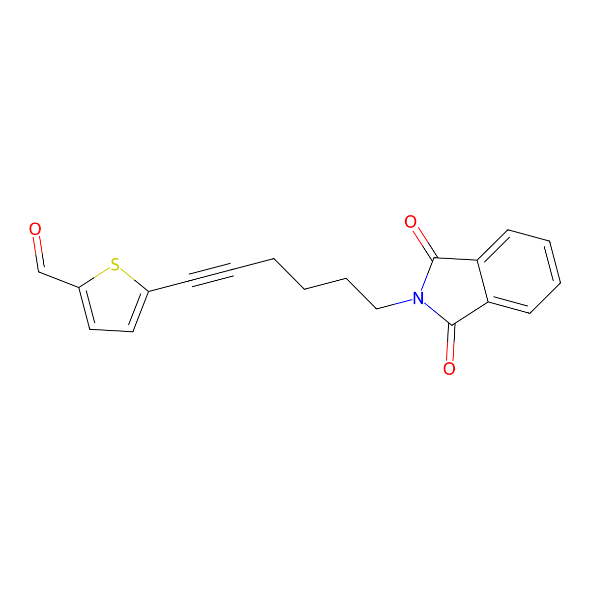5-[6-(1,3-dioxo-2,3-dihydro-1H-isoindol-2-yl)hex-1-yn-1-yl]thiophene-2-carbaldehyde molecular structure, CAS 1323192-72-8