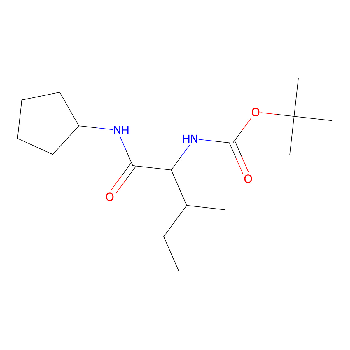 tert-butyl N-[1-(cyclopentylcarbamoyl)-2-methylbutyl]carbamate molecular structure, CAS 1323197-65-4