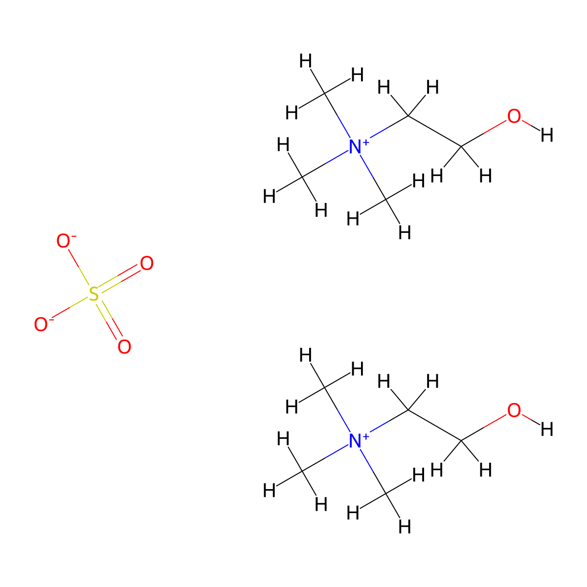Bis((2-hydroxyethyl)trimethylazanium) sulfate molecular structure, CAS 13232-47-8
