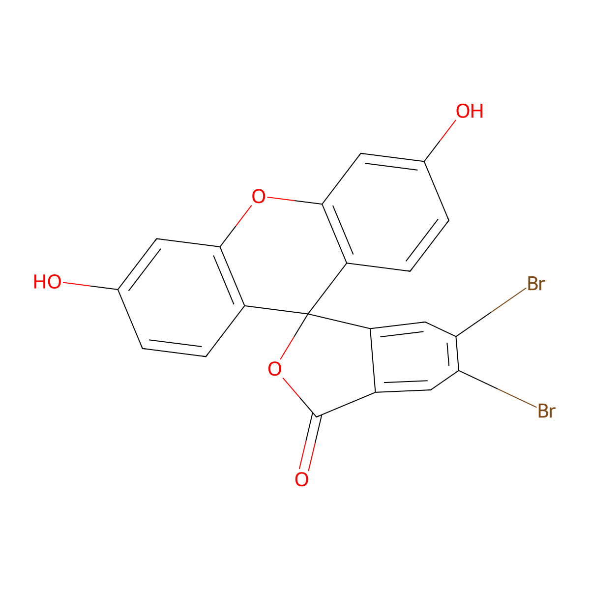 5,6-dibromo-3',6'-dihydroxy-3H-spiro[2-benzofuran-1,9'-xanthen]-3-one molecular structure, CAS 13232-65-0