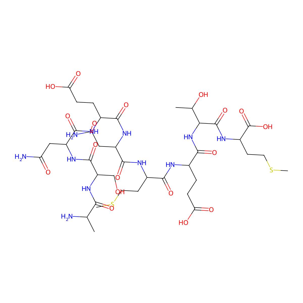 L-Methionine,L-alanyl-L-seryl-L-asparaginyl-L-a-glutamyl-L-asparaginyl-L-methionyl-L-a-glutamyl-L-threonyl- molecular structure, CAS 132326-73-9
