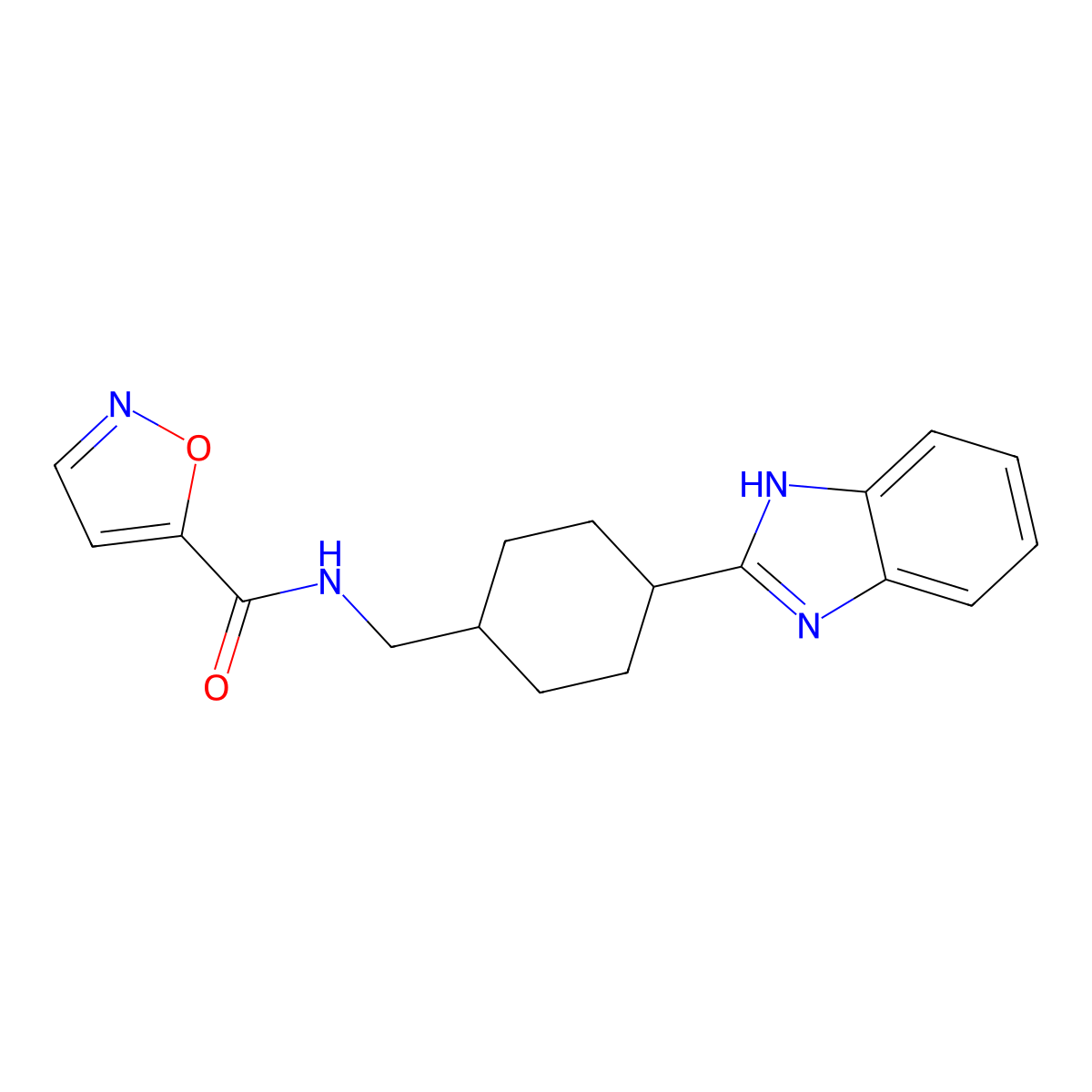 N-((4-(1H-benzo[d]imidazol-2-yl)cyclohexyl)methyl)isoxazole-5-carboxamide molecular structure, CAS 1323290-65-8