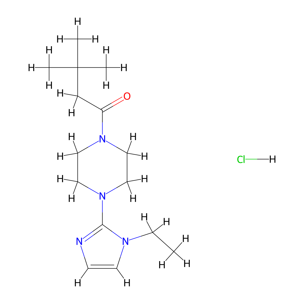 1-[4-(1-ethyl-1H-imidazol-2-yl)piperazin-1-yl]-3,3-dimethylbutan-1-one hydrochloride molecular structure, CAS 1323291-05-9