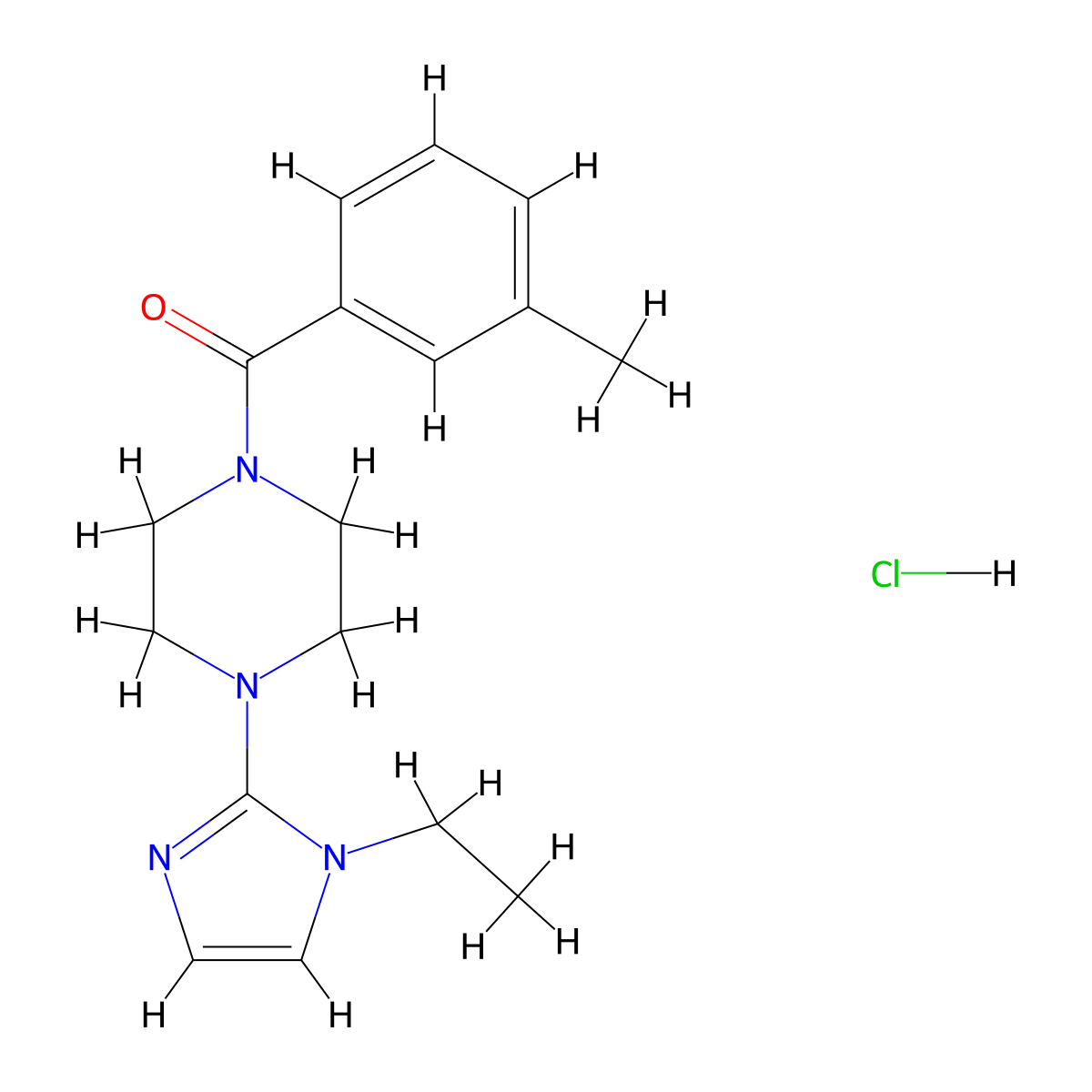 (4-(1-ethyl-1H-imidazol-2-yl)piperazin-1-yl)(m-tolyl)methanone hydrochloride molecular structure, CAS 1323291-06-0