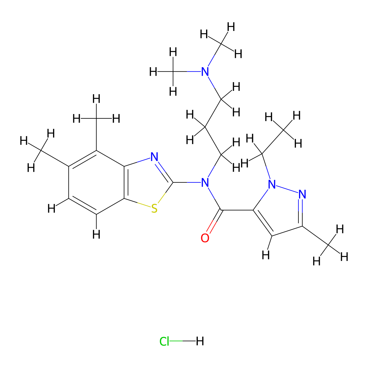 N-(3-(dimethylamino)propyl)-N-(4,5-dimethylbenzo[d]thiazol-2-yl)-1-ethyl-3-methyl-1H-pyrazole-5-carboxamide hydrochloride molecular structure, CAS 1323293-45-3
