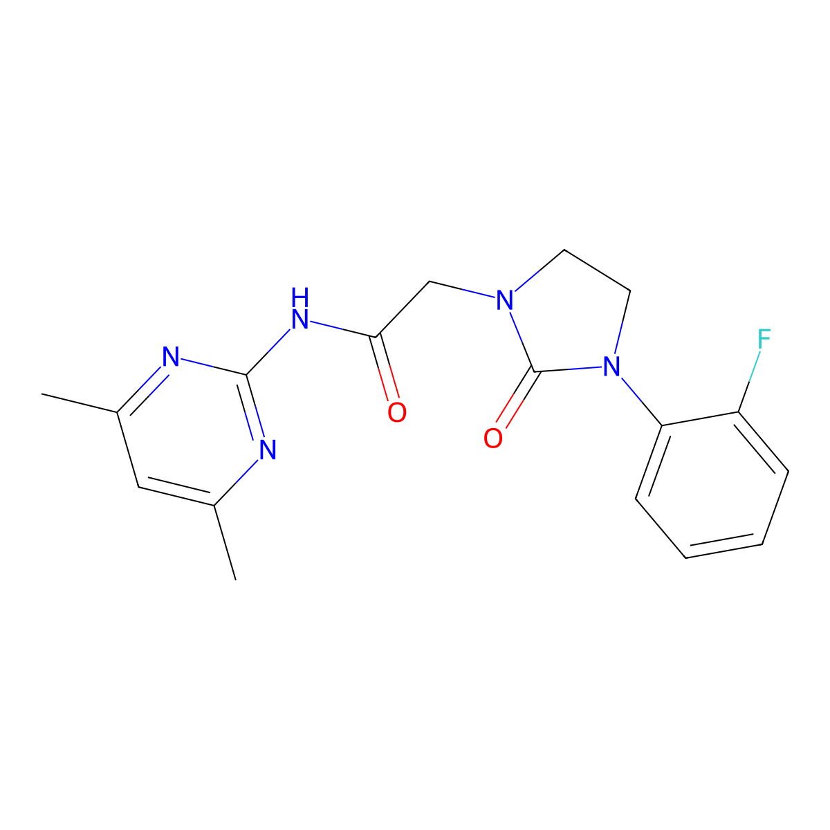 N-(4,6-dimethylpyrimidin-2-yl)-2-[3-(2-fluorophenyl)-2-oxoimidazolidin-1-yl]acetamide molecular structure, CAS 1323297-16-0