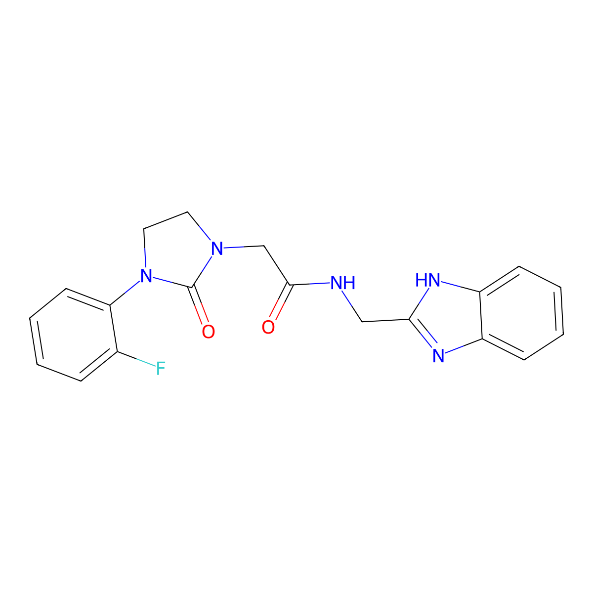 N-((1H-benzo[d]imidazol-2-yl)methyl)-2-(3-(2-fluorophenyl)-2-oxoimidazolidin-1-yl)acetamide molecular structure, CAS 1323297-22-8