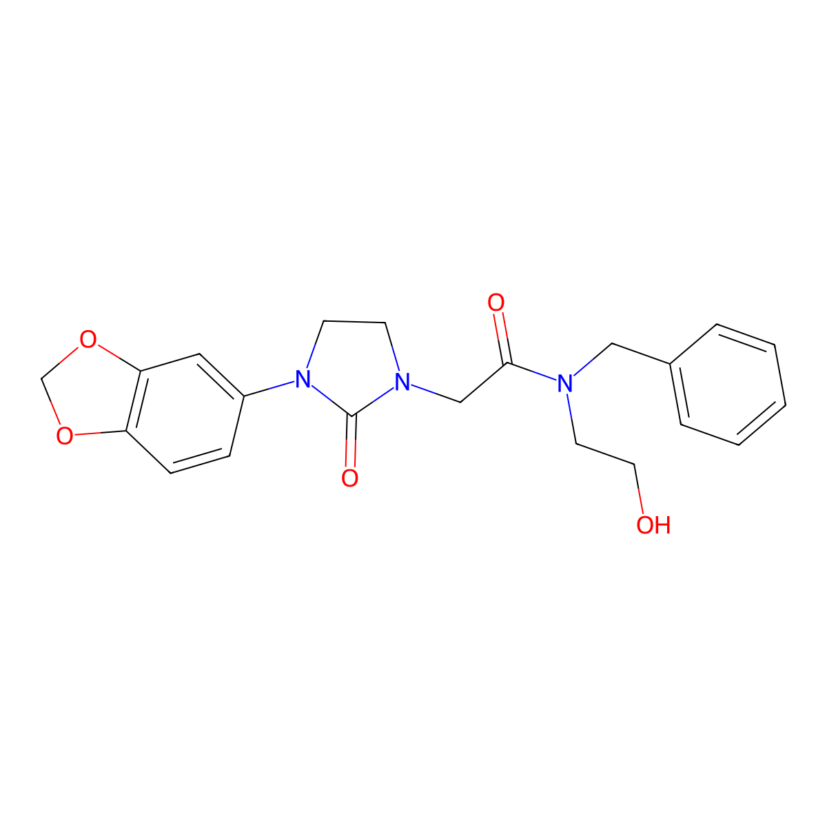 2-(3-(benzo[d][1,3]dioxol-5-yl)-2-oxoimidazolidin-1-yl)-N-benzyl-N-(2-hydroxyethyl)acetamide molecular structure, CAS 1323298-61-8