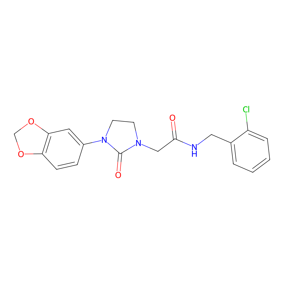 2-(3-(benzo[d][1,3]dioxol-5-yl)-2-oxoimidazolidin-1-yl)-N-(2-chlorobenzyl)acetamide molecular structure, CAS 1323298-66-3