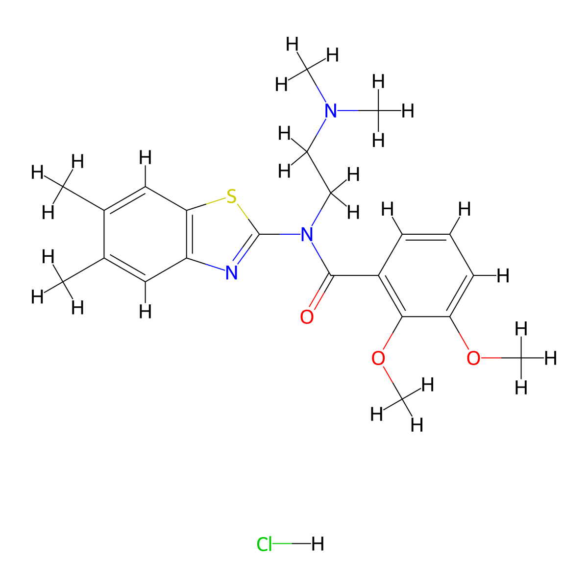 N-(2-(dimethylamino)ethyl)-N-(5,6-dimethylbenzo[d]thiazol-2-yl)-2,3-dimethoxybenzamide hydrochloride molecular structure, CAS 1323300-35-1