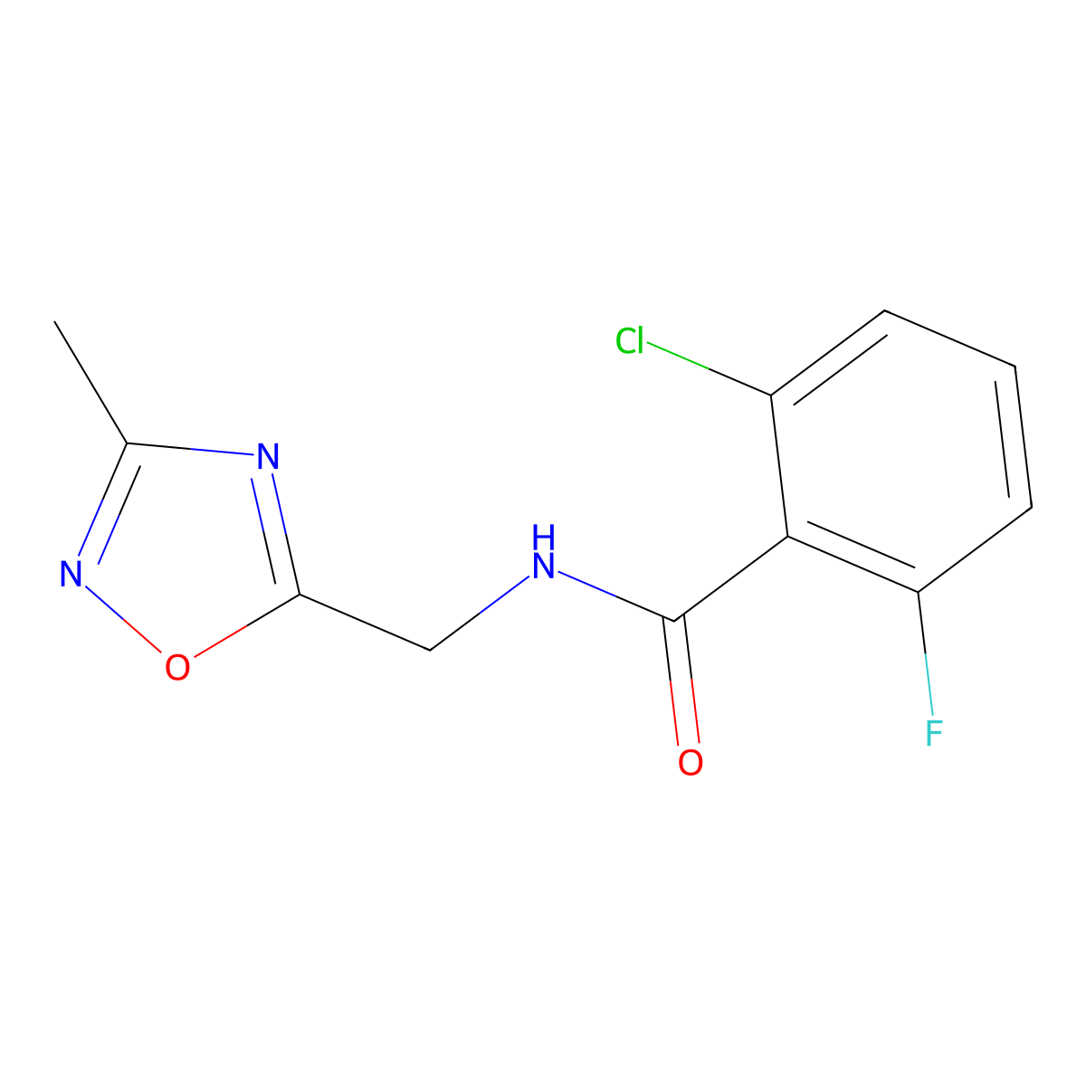 2-chloro-6-fluoro-N-[(3-methyl-1,2,4-oxadiazol-5-yl)methyl]benzamide molecular structure, CAS 1323300-70-4
