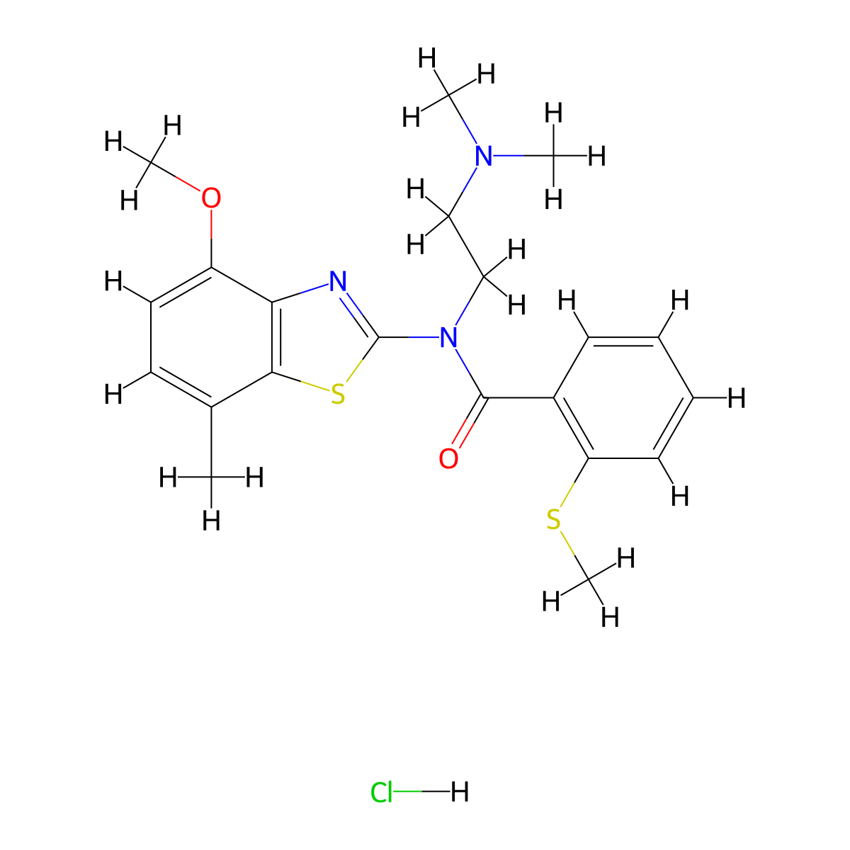 N-(2-(dimethylamino)ethyl)-N-(4-methoxy-7-methylbenzo[d]thiazol-2-yl)-2-(methylthio)benzamide hydrochloride molecular structure, CAS 1323305-19-6