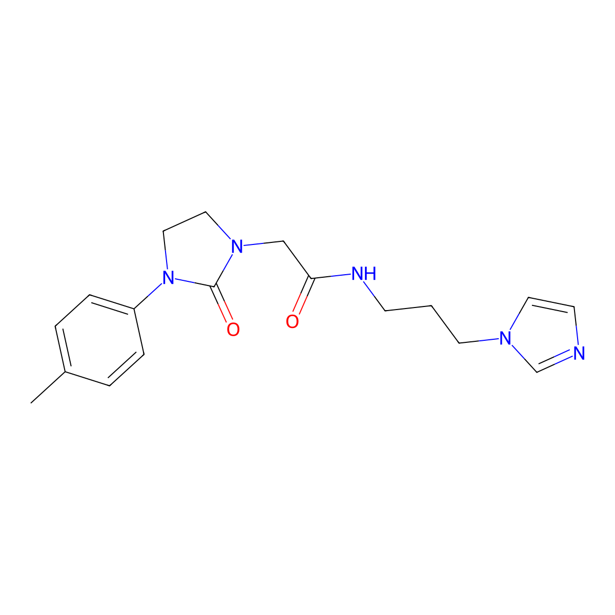 N-(3-(1H-imidazol-1-yl)propyl)-2-(2-oxo-3-(p-tolyl)imidazolidin-1-yl)acetamide molecular structure, CAS 1323305-62-9