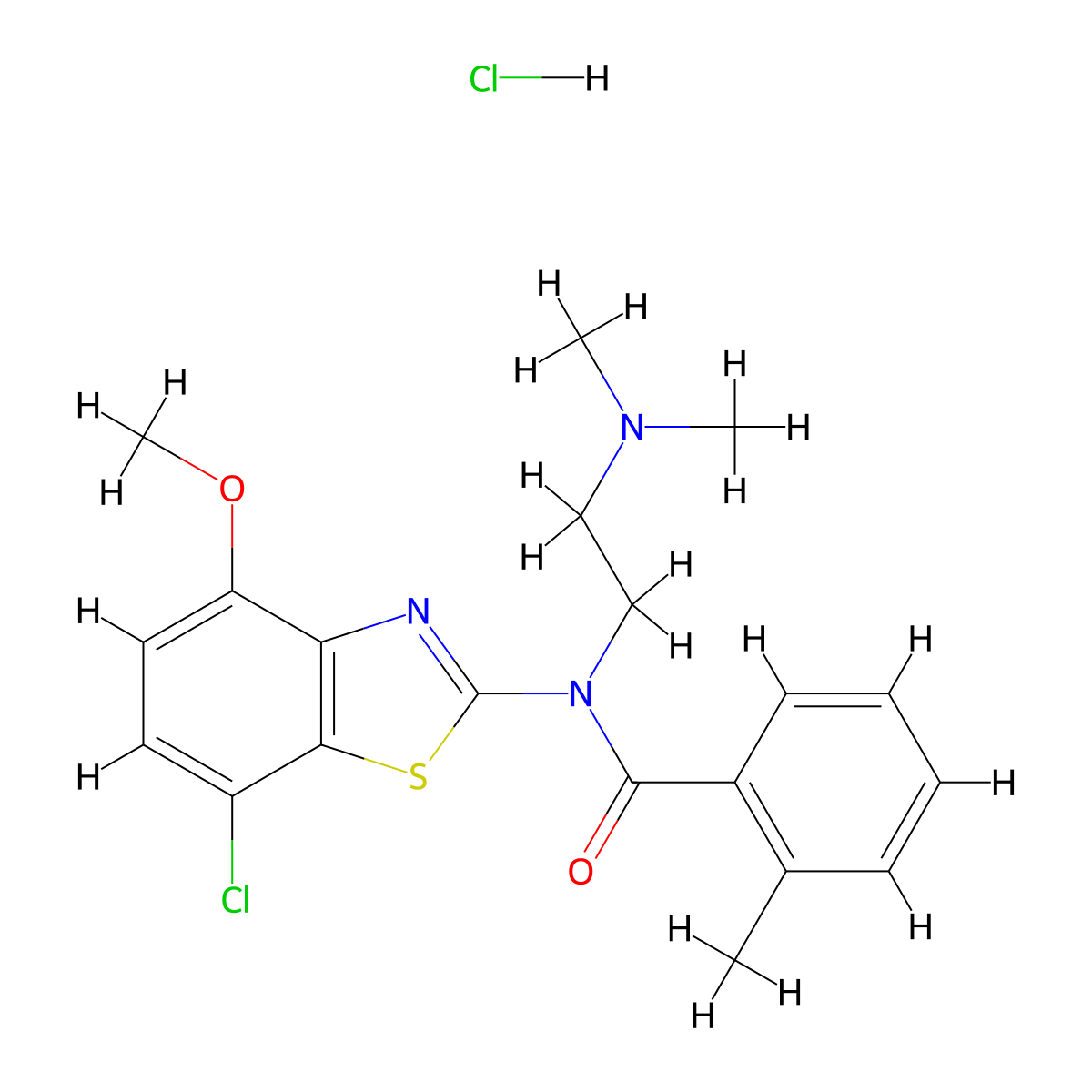 N-(7-chloro-4-methoxybenzo[d]thiazol-2-yl)-N-(2-(dimethylamino)ethyl)-2-methylbenzamide hydrochloride molecular structure, CAS 1323313-19-4