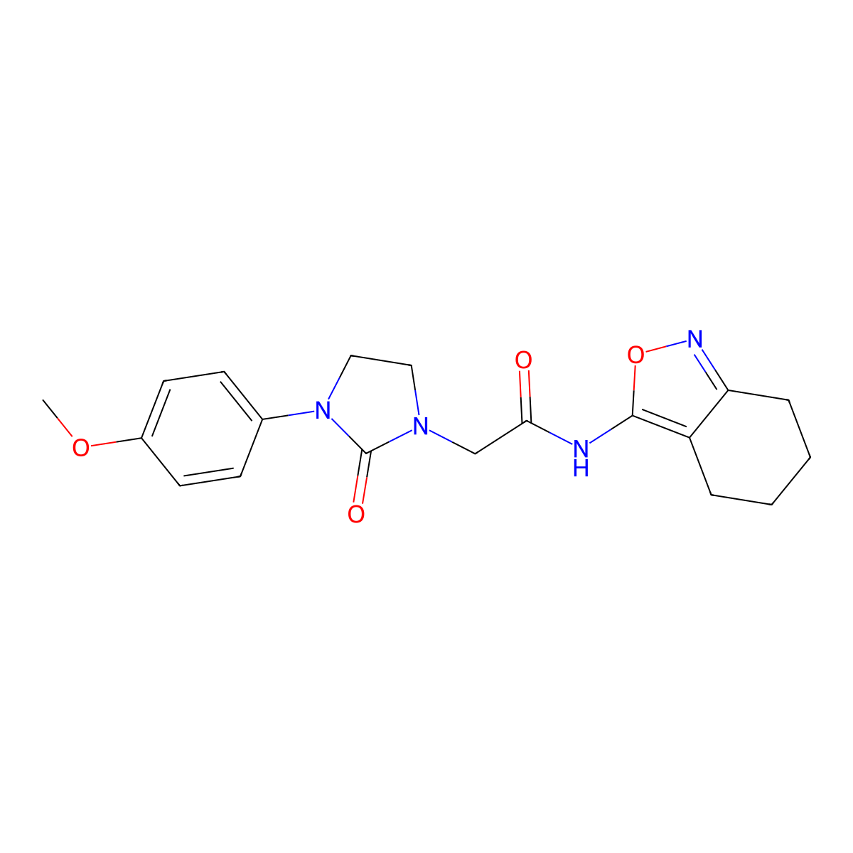 2-[3-(4-methoxyphenyl)-2-oxoimidazolidin-1-yl]-N-(4,5,6,7-tetrahydro-2,1-benzoxazol-3-yl)acetamide molecular structure, CAS 1323319-61-4