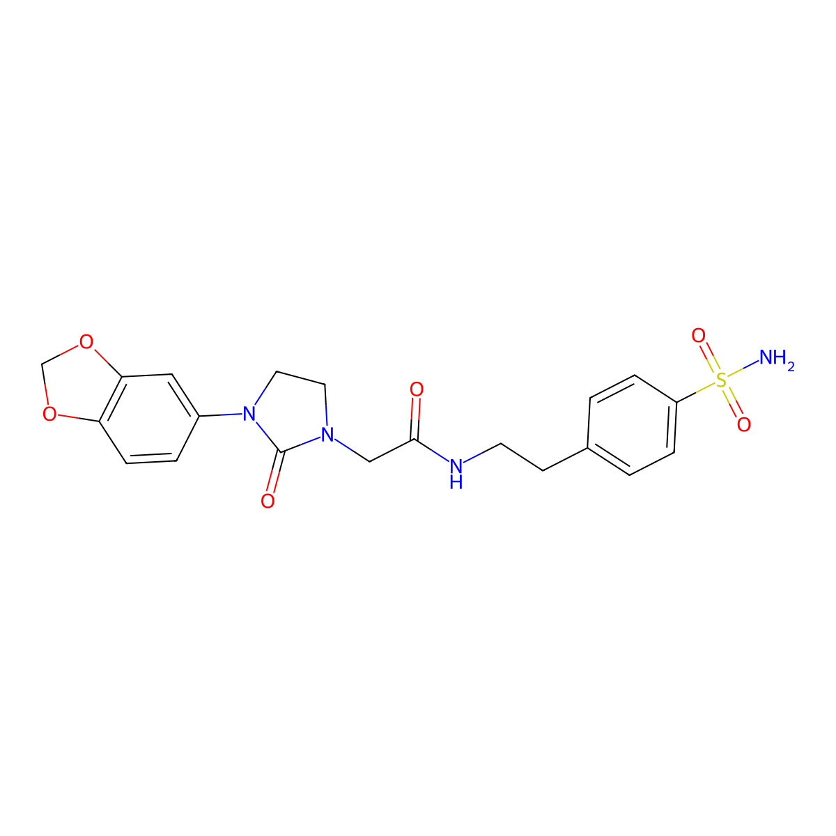 2-(3-(benzo[d][1,3]dioxol-5-yl)-2-oxoimidazolidin-1-yl)-N-(4-sulfamoylphenethyl)acetamide molecular structure, CAS 1323321-38-5