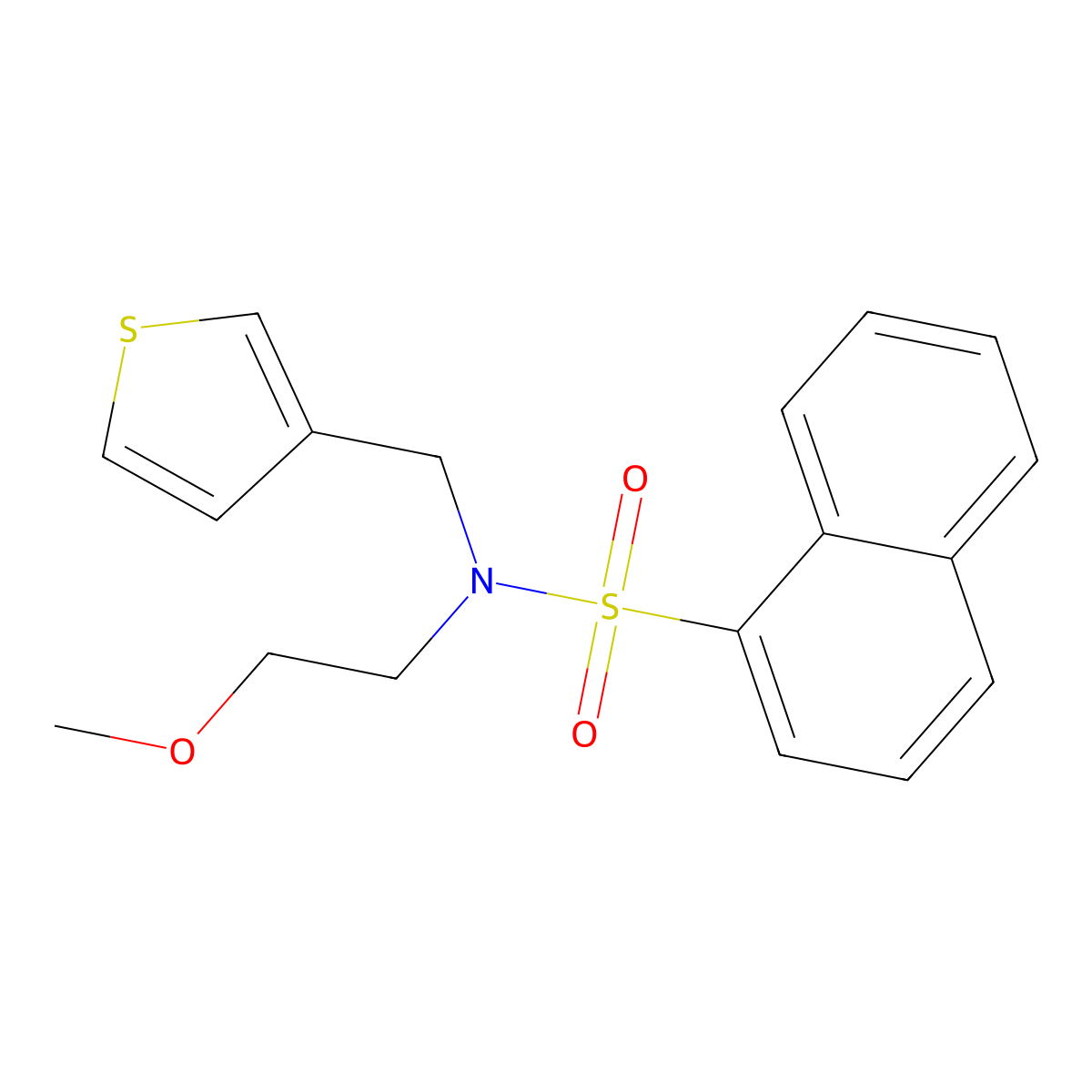 N-(2-methoxyethyl)-N-(thiophen-3-ylmethyl)naphthalene-1-sulfonamide molecular structure, CAS 1323327-03-2