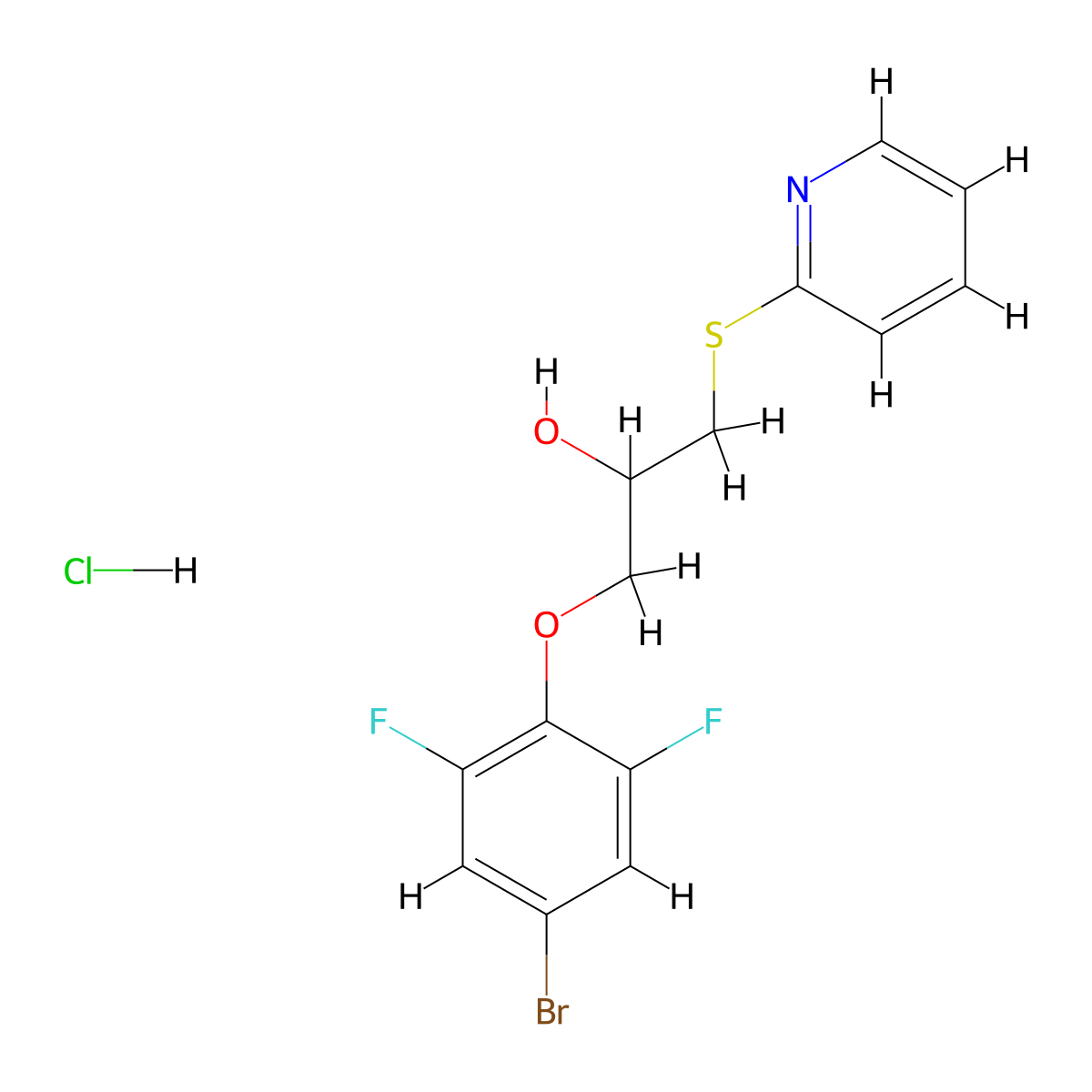 1-(4-Bromo-2,6-difluorophenoxy)-3-(pyridin-2-ylthio)propan-2-ol hydrochloride molecular structure, CAS 1323330-62-6