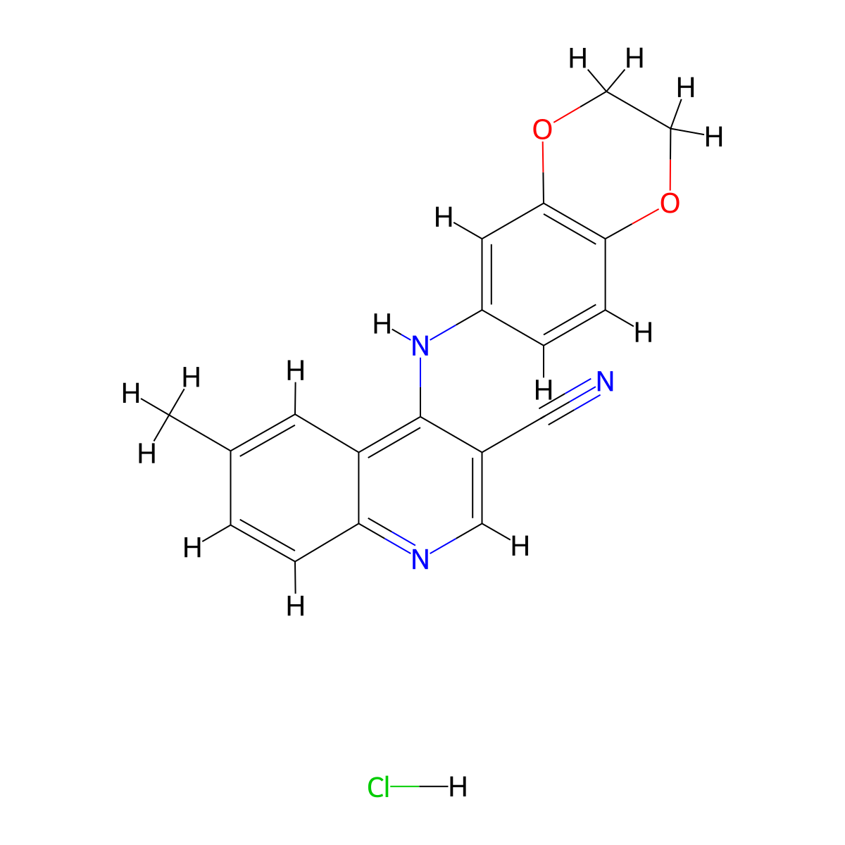 4-((2,3-Dihydrobenzo[b][1,4]dioxin-6-yl)amino)-6-methylquinoline-3-carbonitrile hydrochloride molecular structure, CAS 1323330-63-7
