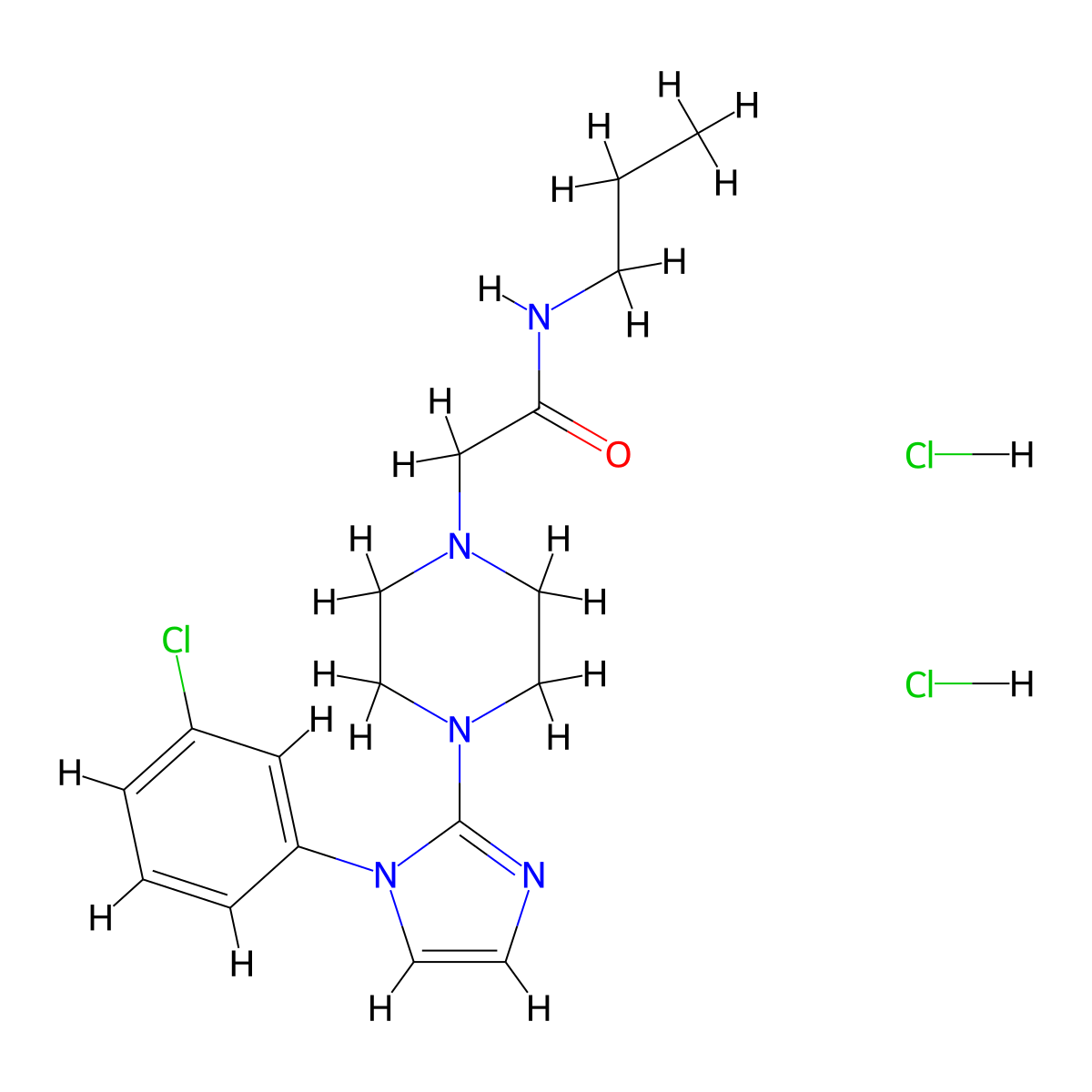 2-(4-(1-(3-chlorophenyl)-1H-imidazol-2-yl)piperazin-1-yl)-N-propylacetamide dihydrochloride molecular structure, CAS 1323330-67-1