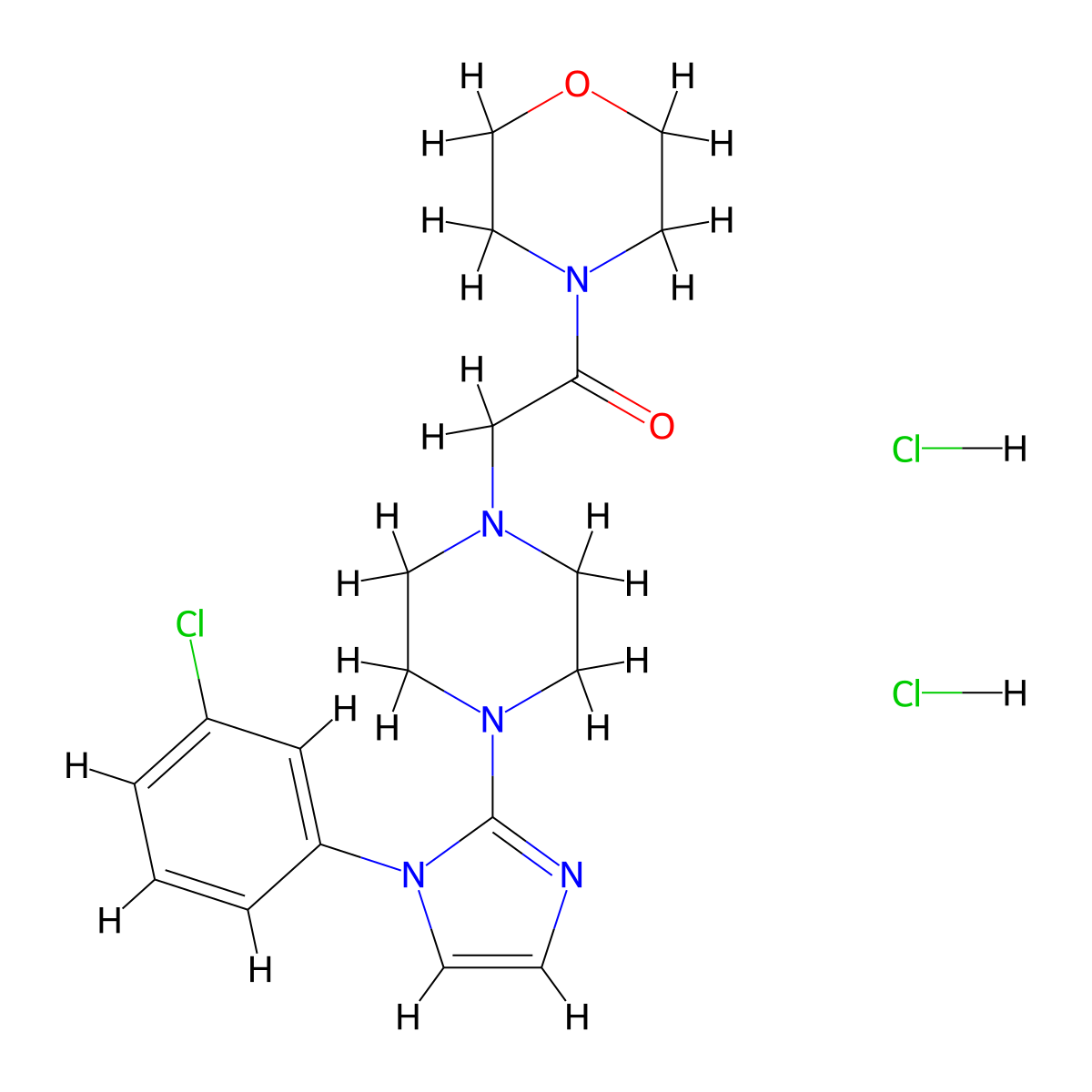2-(4-(1-(3-chlorophenyl)-1H-imidazol-2-yl)piperazin-1-yl)-1-morpholinoethanone dihydrochloride molecular structure, CAS 1323330-68-2